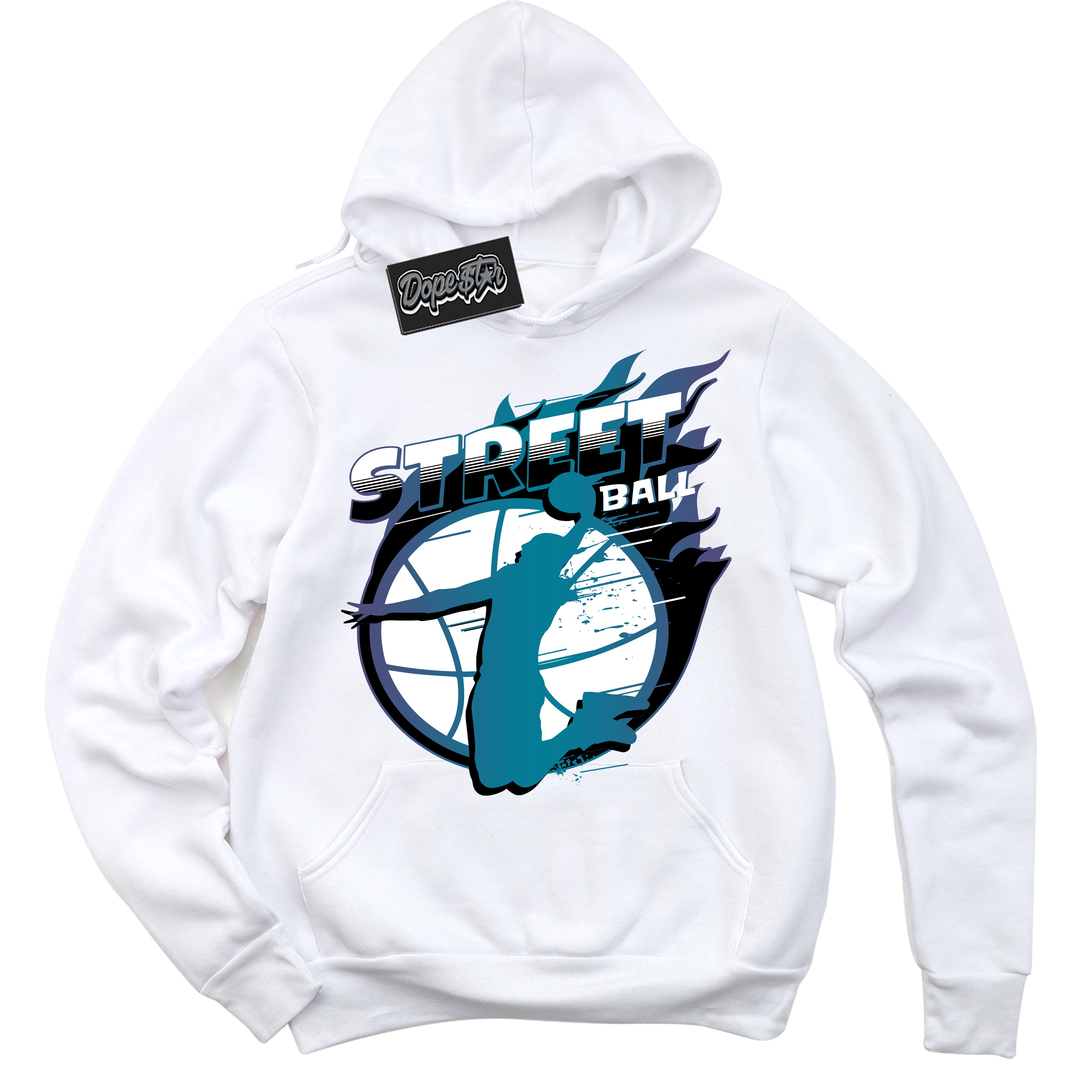 Cool White Hoodie with “ Street Ball ”  design that Perfectly Matches Love Letter 14s Sneakers.