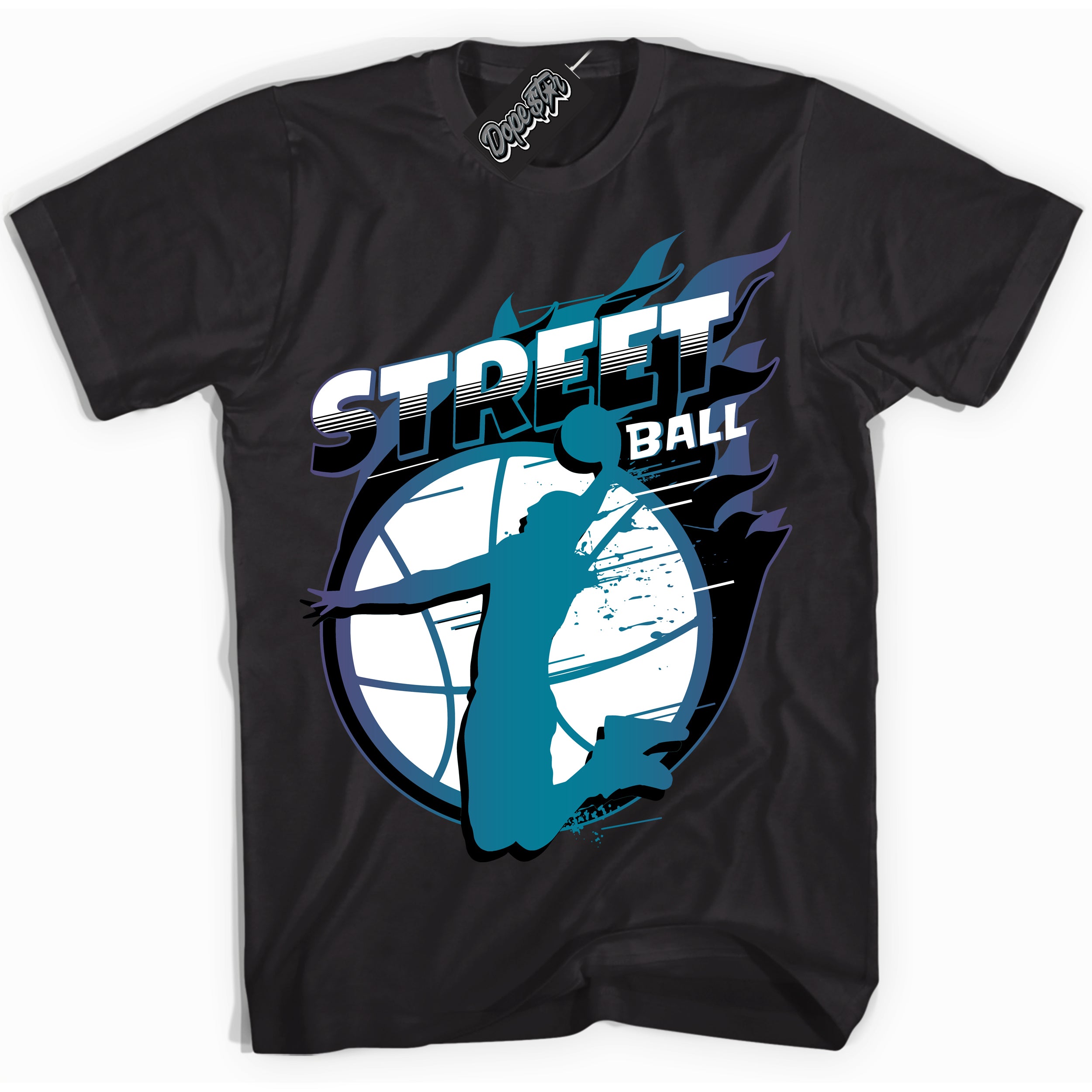 Cool Black Shirt with “ Street Ball” design that perfectly matches Love Letter 14s Sneakers.