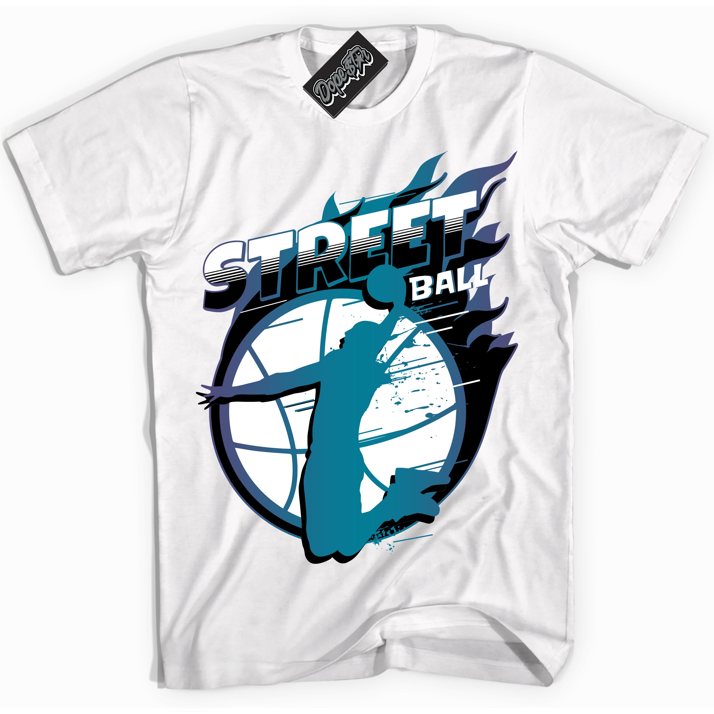 Cool White Shirt with “ Street Ball” design that perfectly matches Love Letter 14s Sneakers.