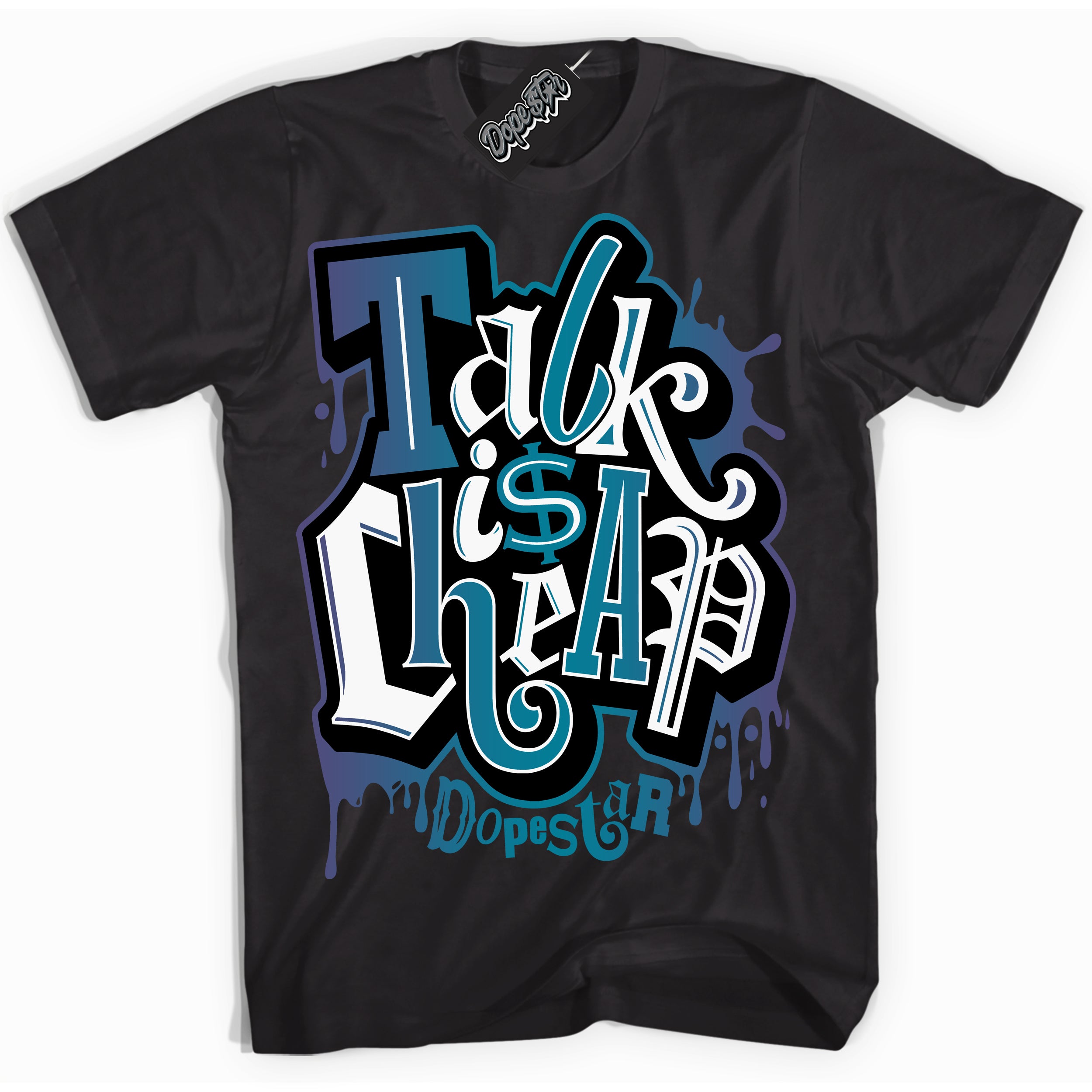 Cool Black Shirt with “ Talk Is Cheap” design that perfectly matches Love Letter 14s Sneakers.