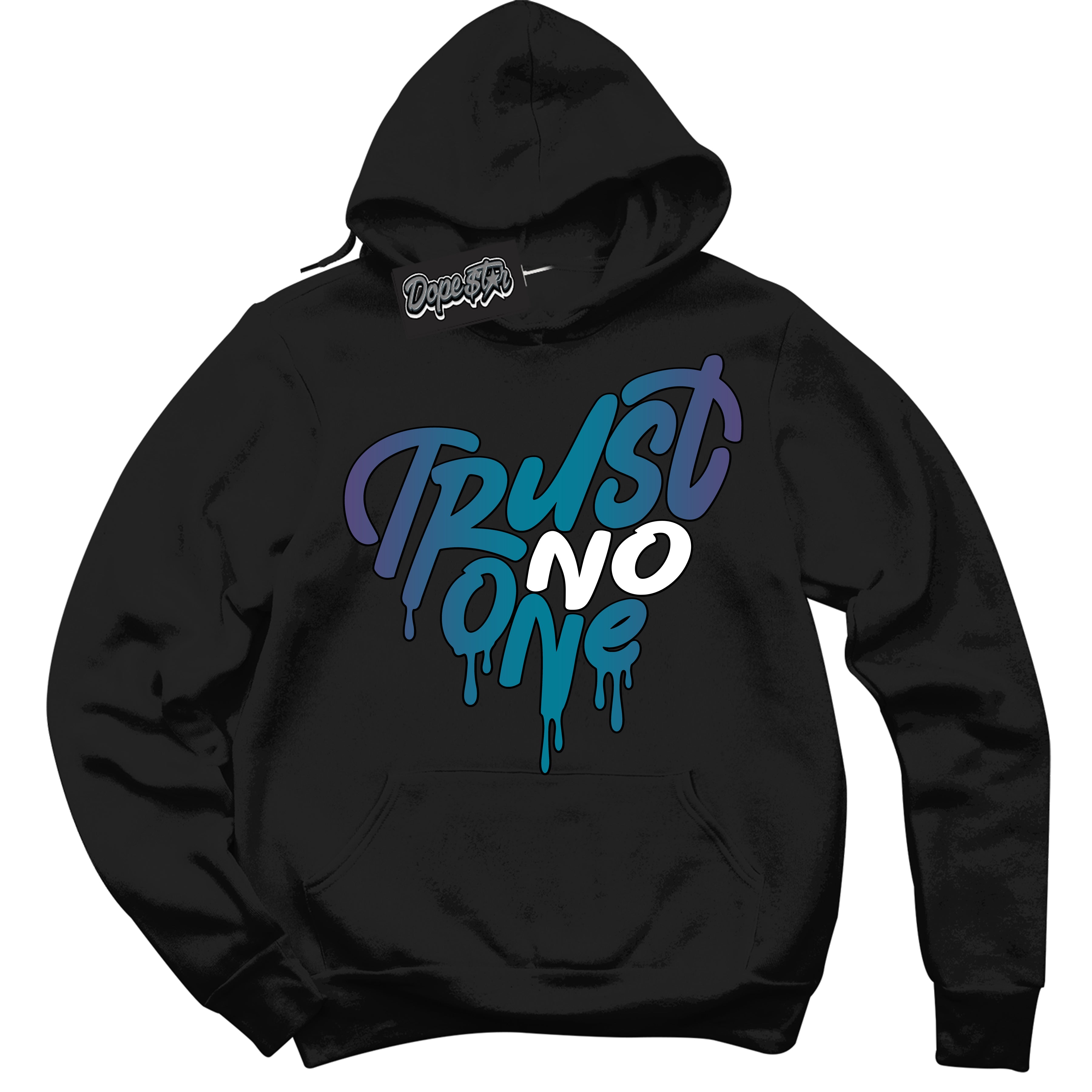 Cool Black Hoodie with “ Trust No One Heart ”  design that Perfectly Matches Love Letter 14s Sneakers.