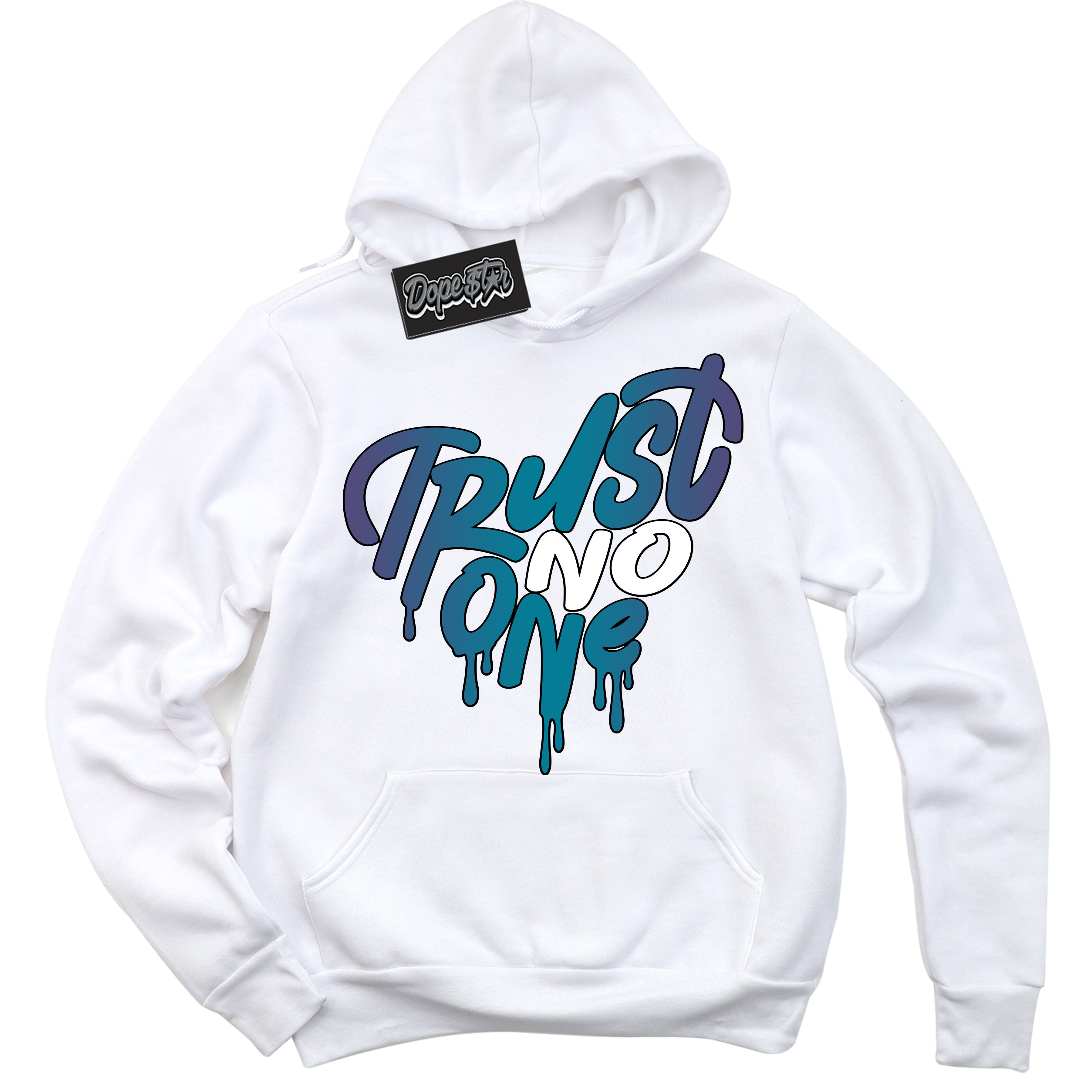 Cool White Hoodie with “ Trust No One Heart ”  design that Perfectly Matches Love Letter 14s Sneakers.