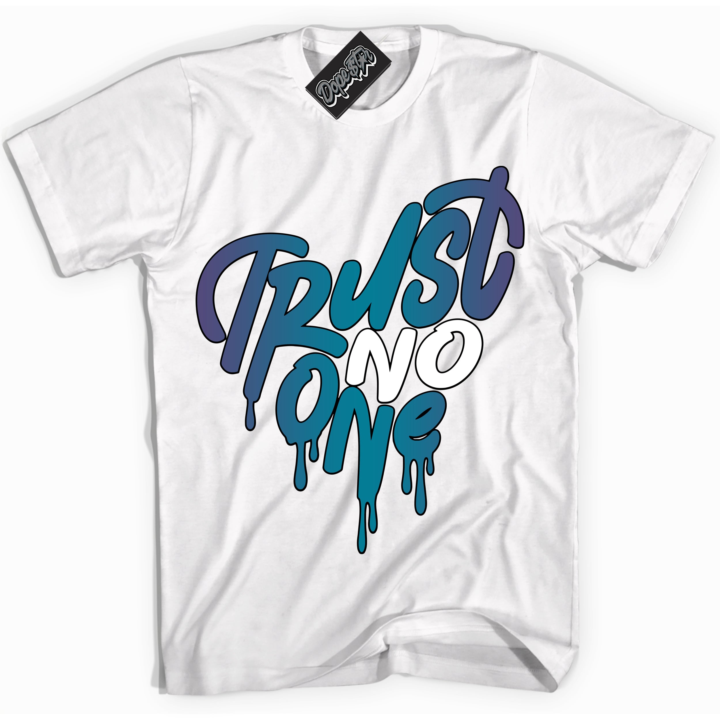 Cool White Shirt with “ Trust No One Heart” design that perfectly matches Love Letter 14s Sneakers.