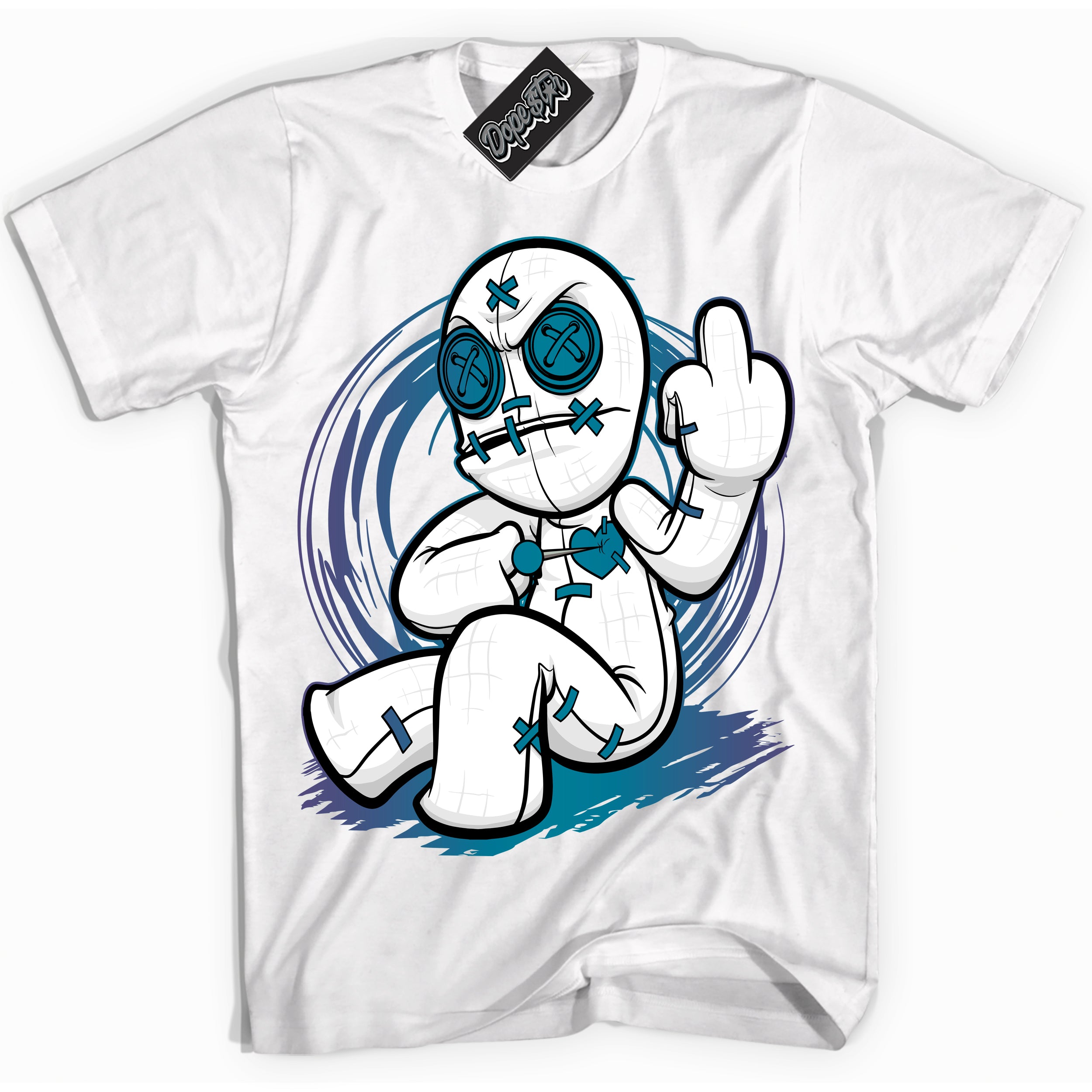 Cool White Shirt with “ VooDoo Doll” design that perfectly matches Love Letter 14s Sneakers.