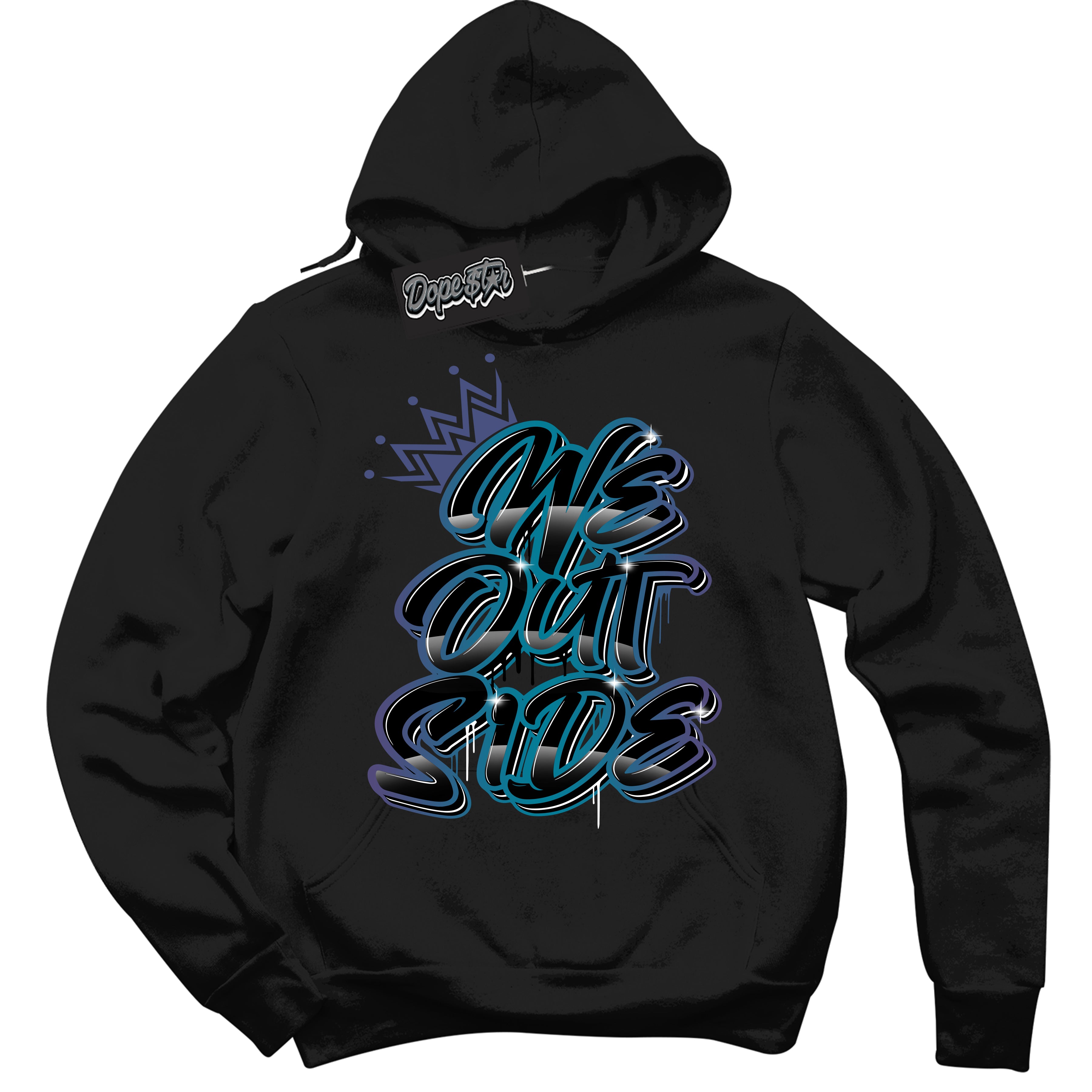 Cool Black Hoodie with “ We Outside ”  design that Perfectly Matches Love Letter 14s Sneakers.