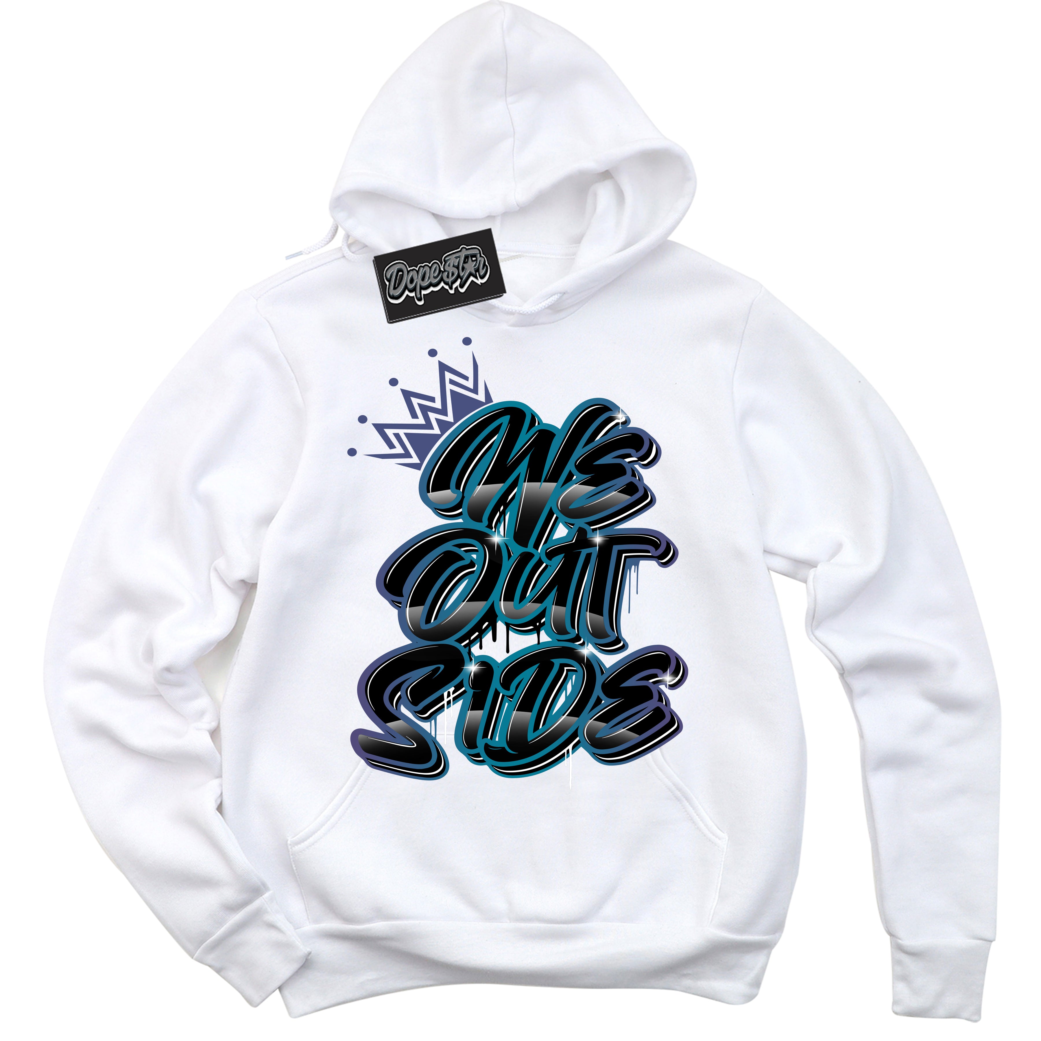 Cool White Hoodie with “ We Outside ”  design that Perfectly Matches Love Letter 14s Sneakers.