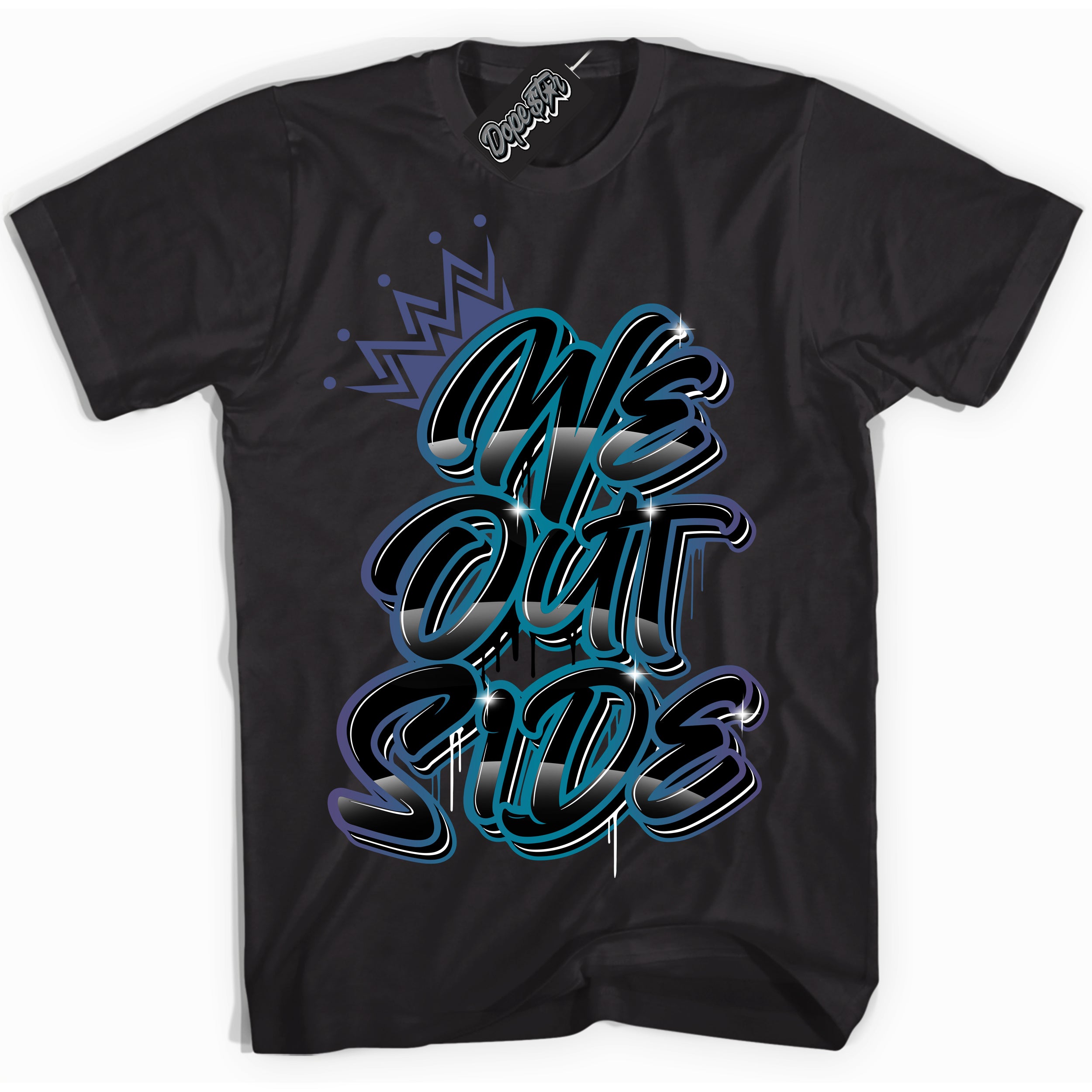 Cool Black Shirt with “ We Outside” design that perfectly matches Love Letter 14s Sneakers.