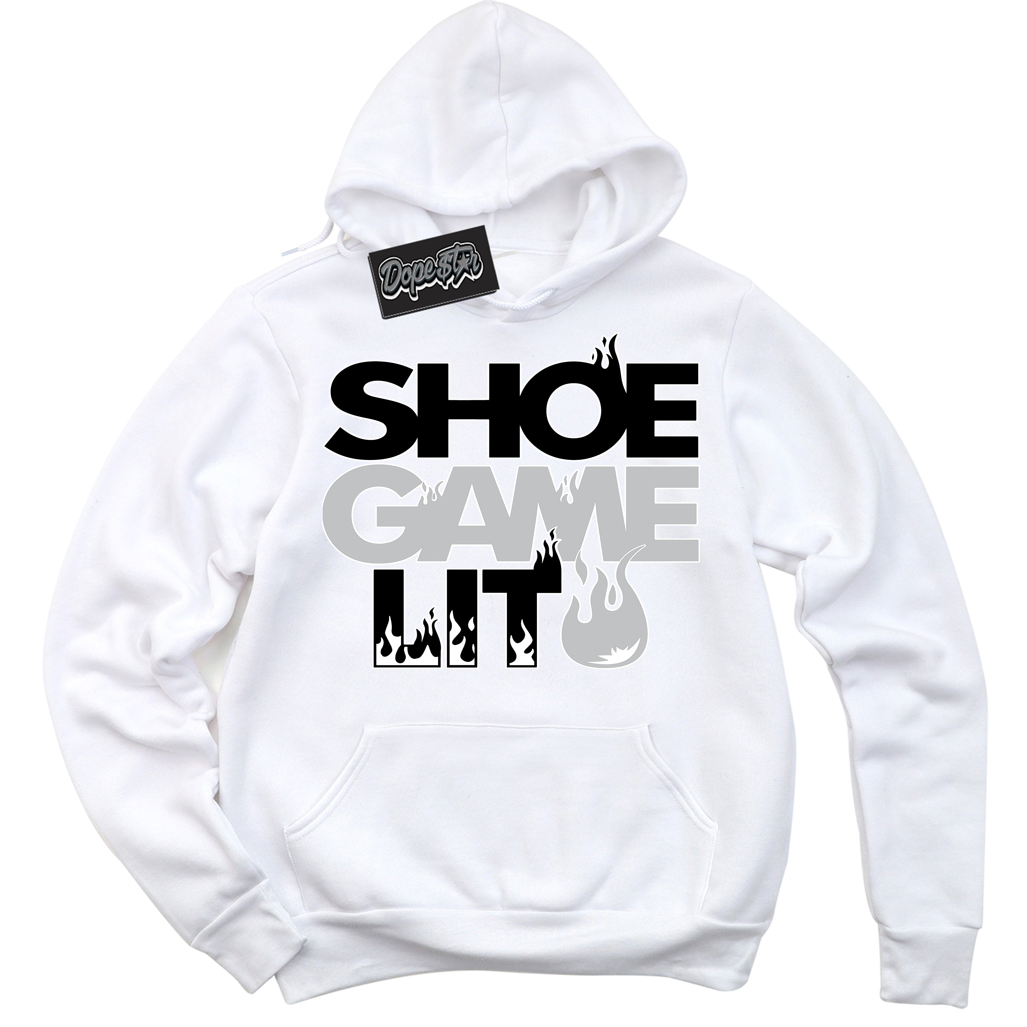 Cool White Hoodie with “ Shoe Game Lit '' design that Perfectly Matches  Elevate Silver Toe 1s Sneakers.