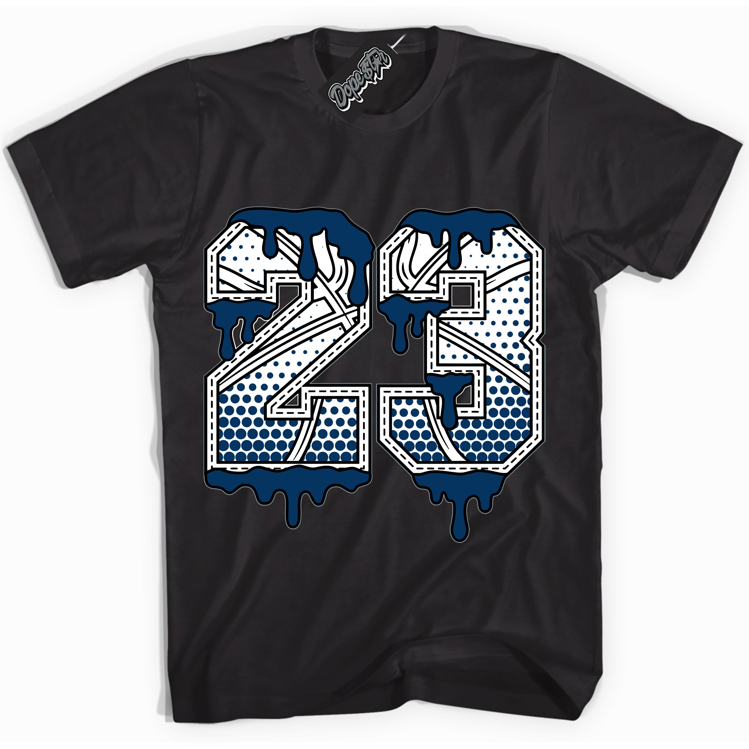 Cool Black Shirt with “23 Ball” design that perfectly matches the Midnight Navy 1s Jordans.