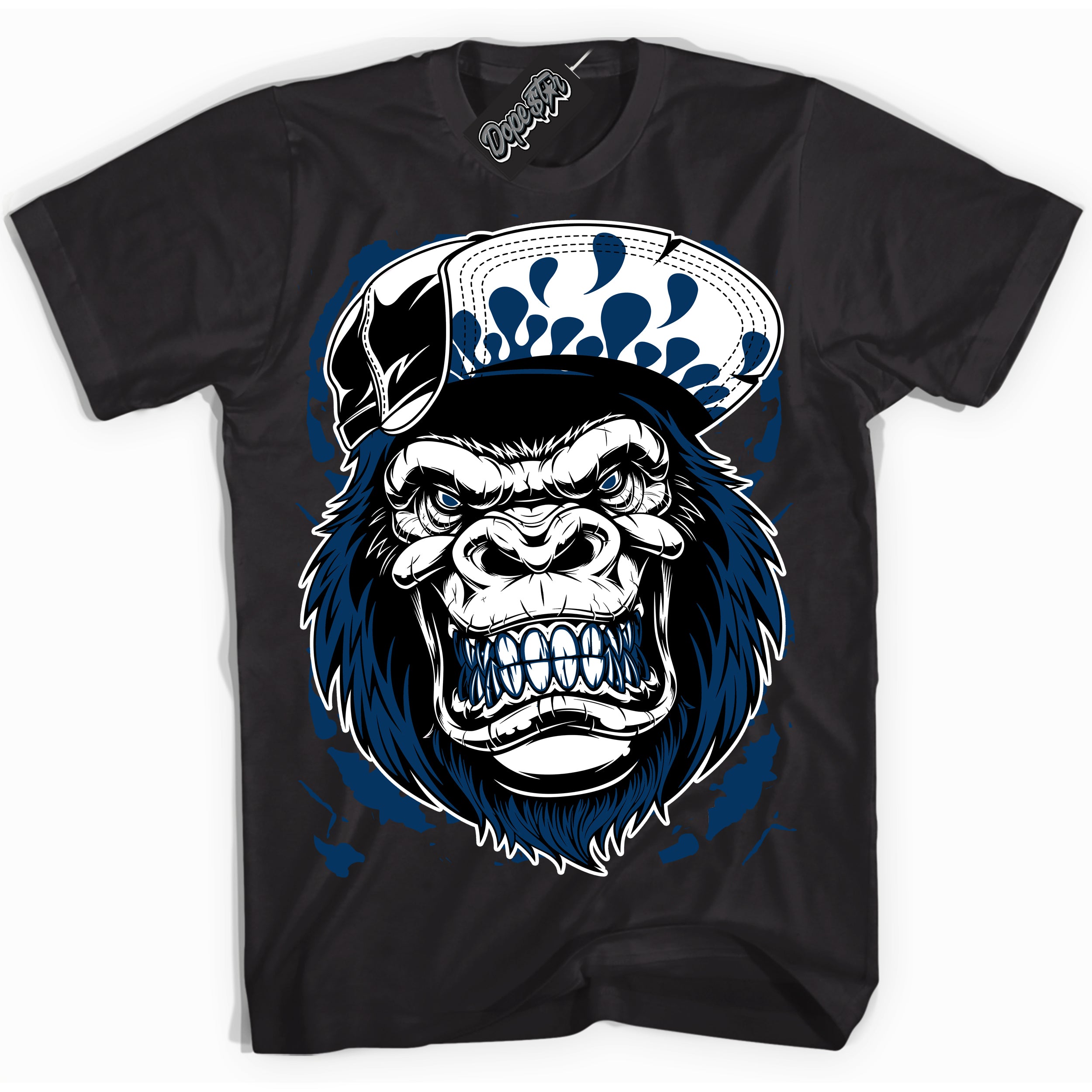 Cool Black Shirt with “Gorilla Beast” design that perfectly matches the Midnight Navy 1s Jordans.