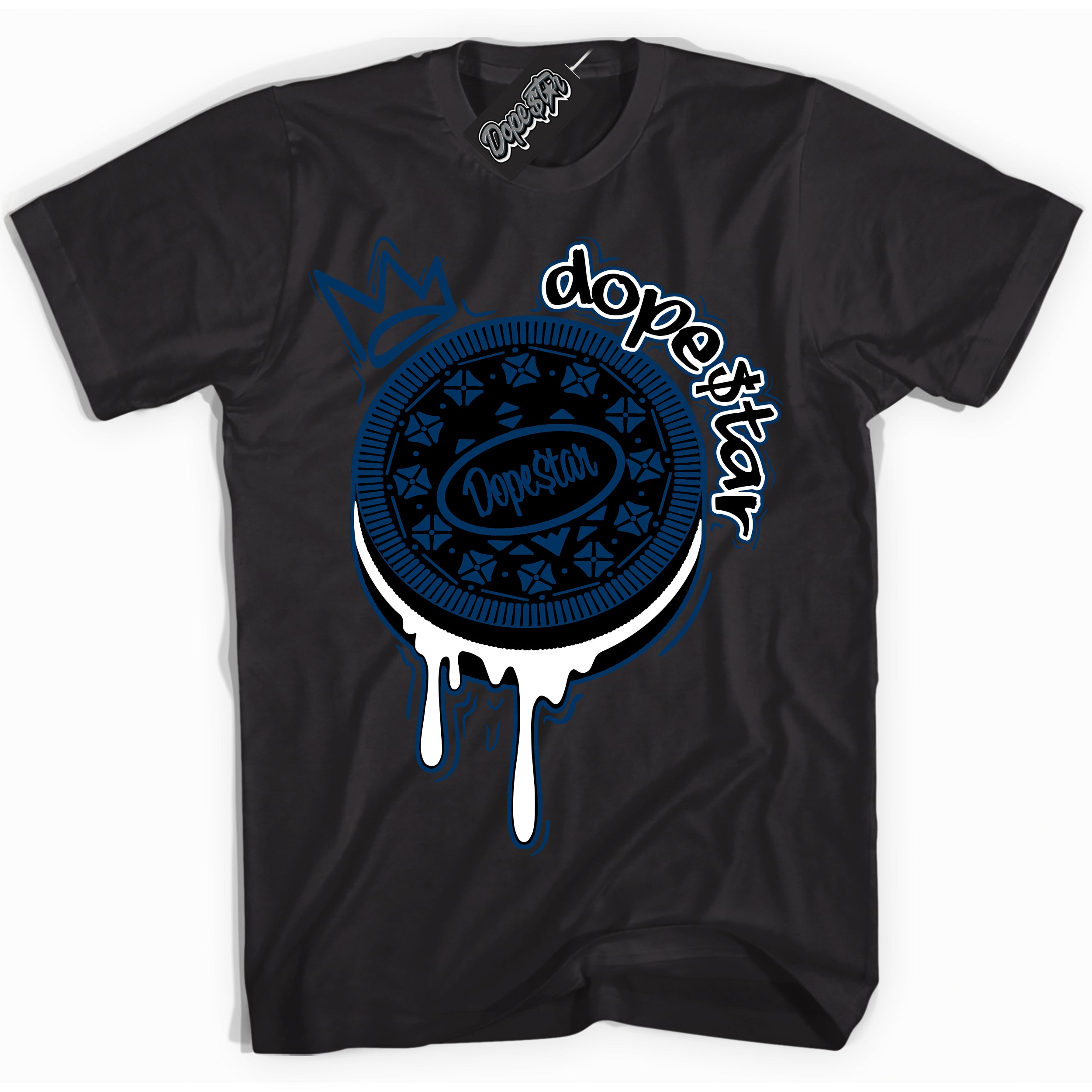 Cool Black Shirt with “Oreo DS” design that perfectly matches the Midnight Navy 1s Jordans.