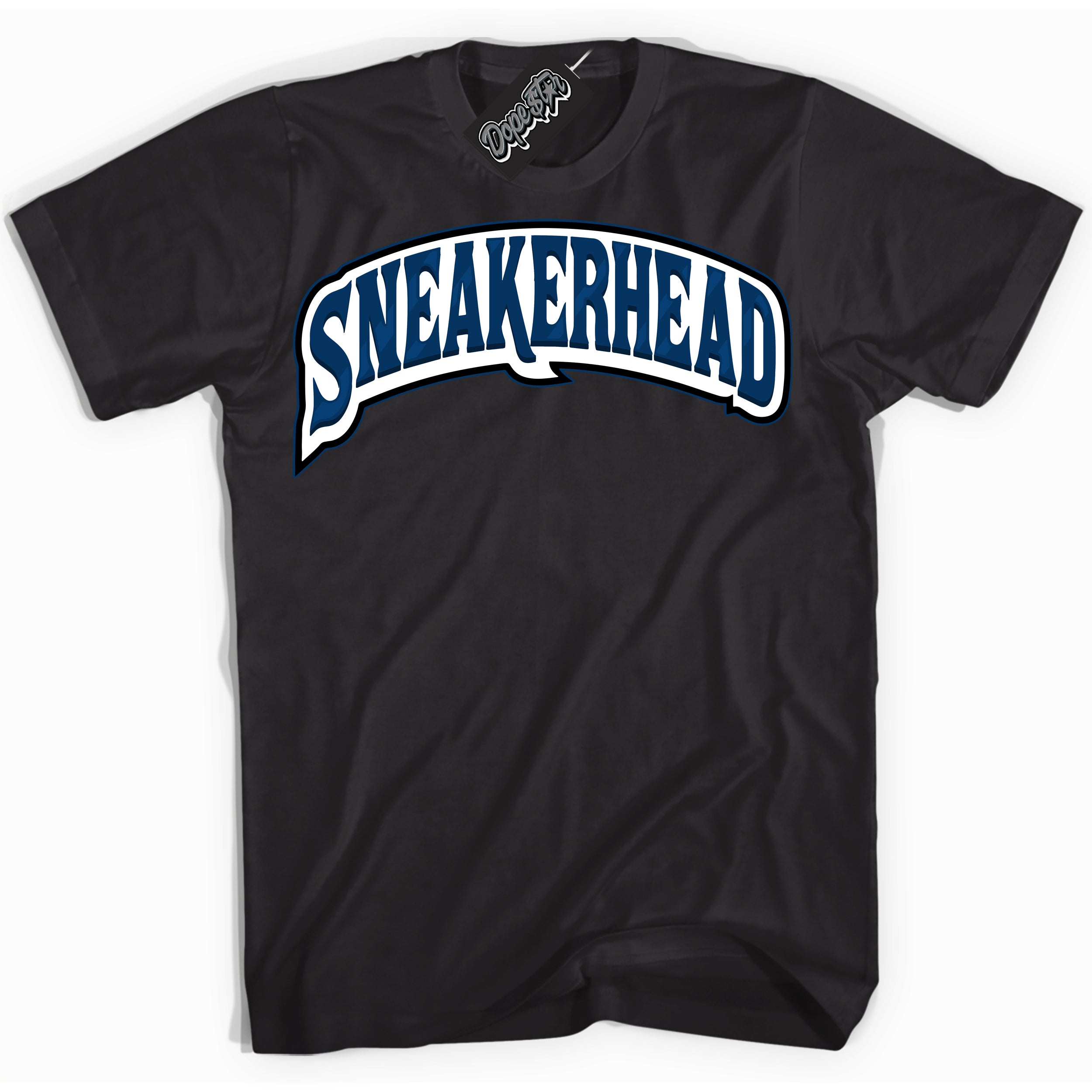 Cool Black Shirt with “Sneakerhead” design that perfectly matches the Midnight Navy 1s Jordans.