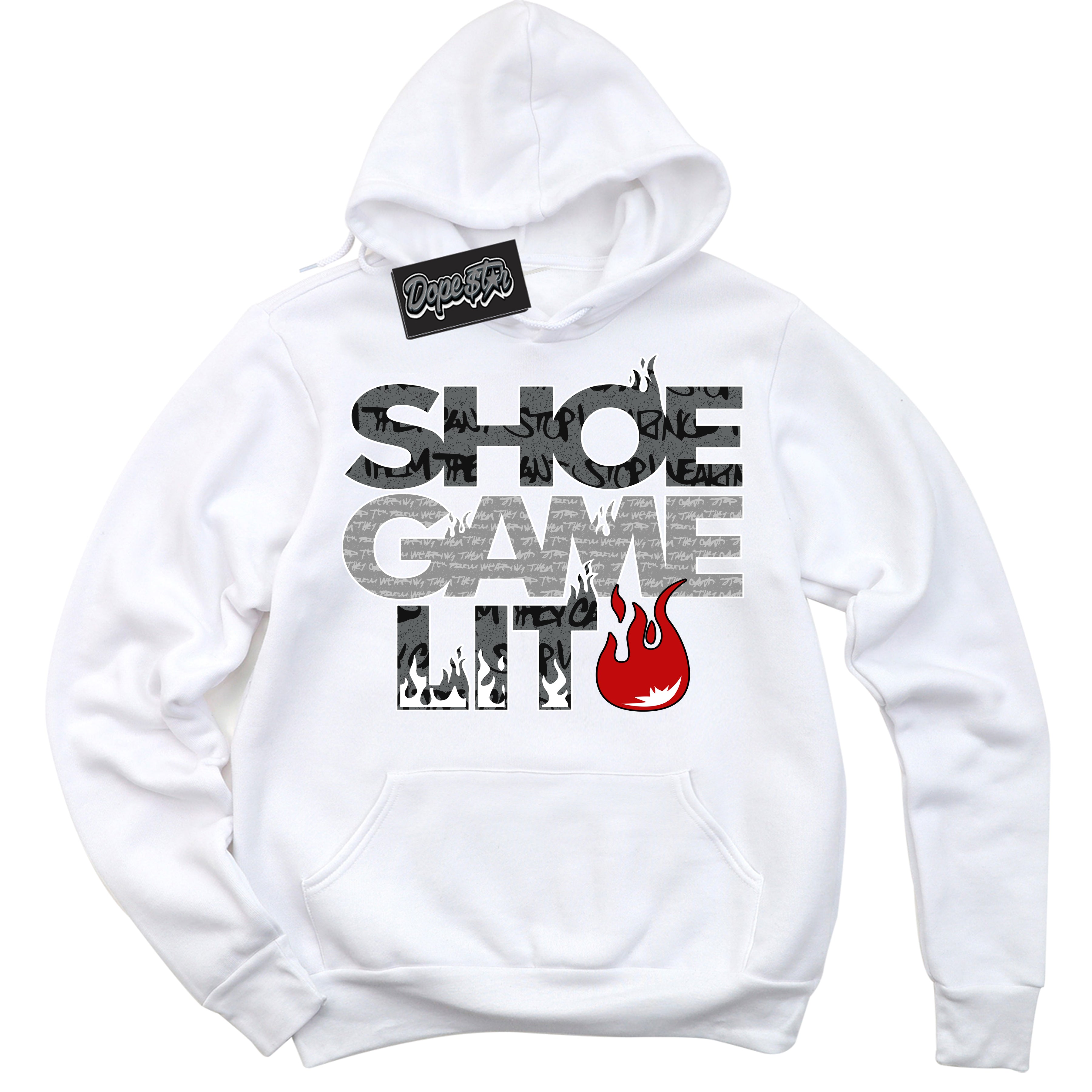 Cool White Hoodie with “ Shoe Game Lit '' design that Perfectly Matches  Rebellionaire 1s Sneakers.