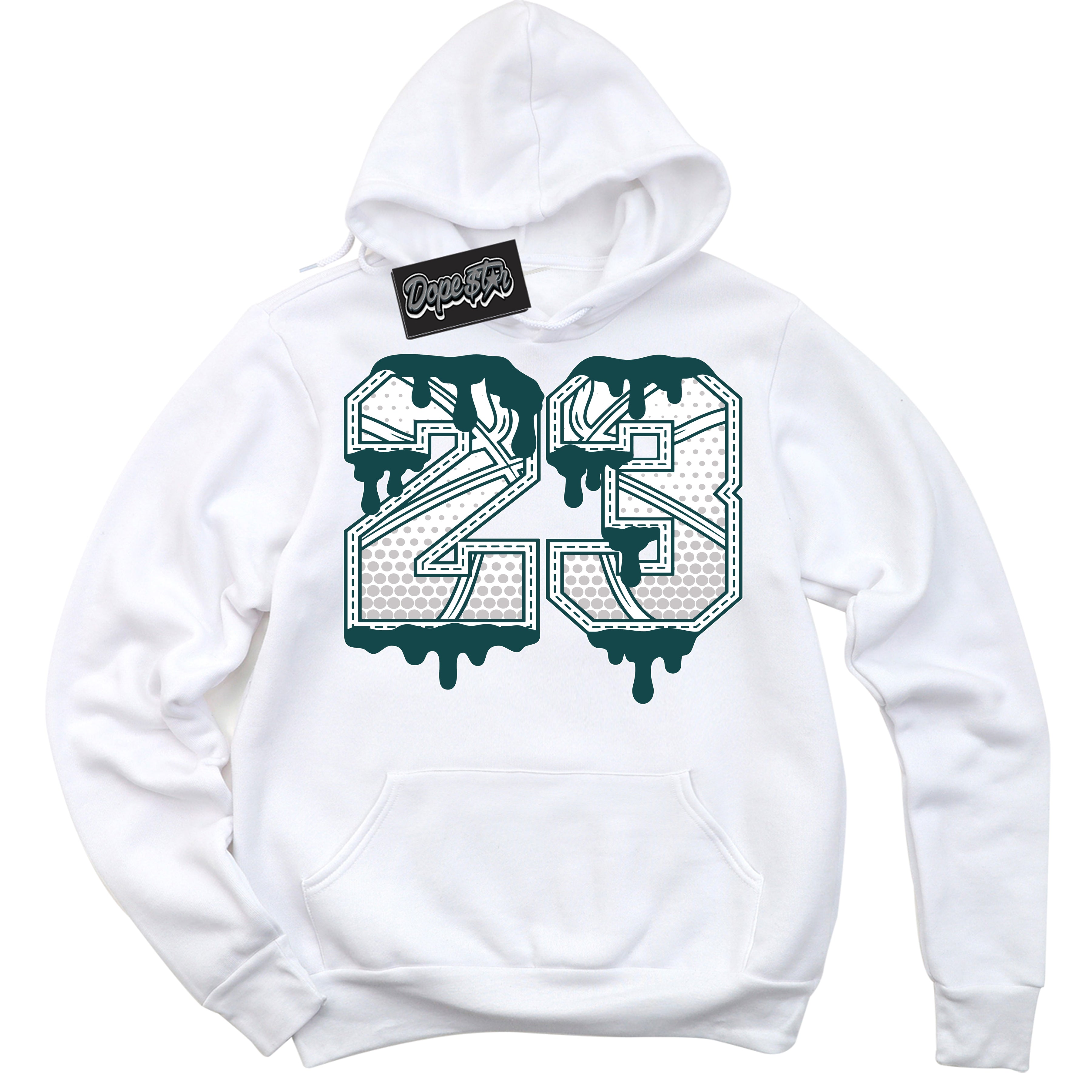 Cool White Hoodie with “23 Ball” design that Perfectly Matches Oxidized Green 1s Jordans.