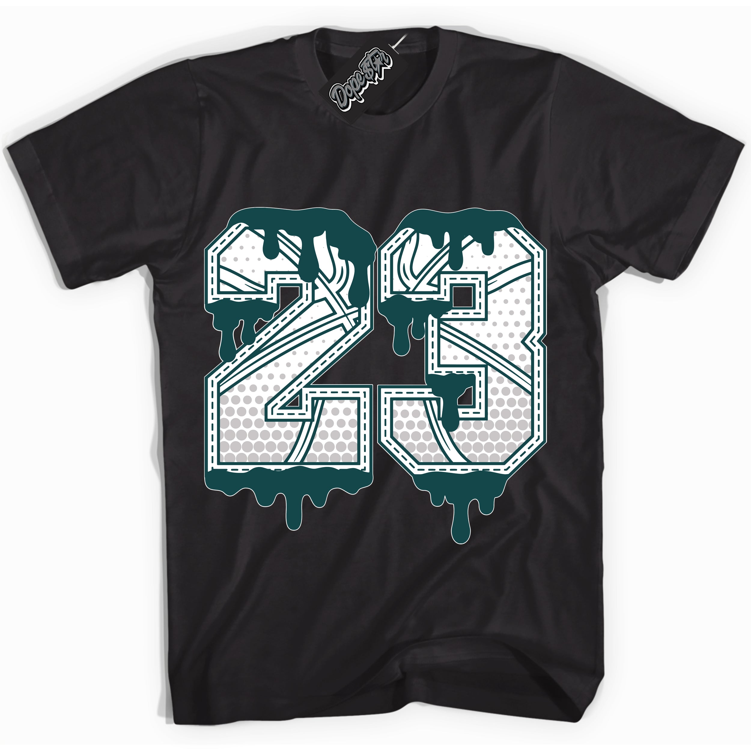 Cool Black Shirt with “23 Ball” design that perfectly matches the Oxidized Green 1s Jordans.