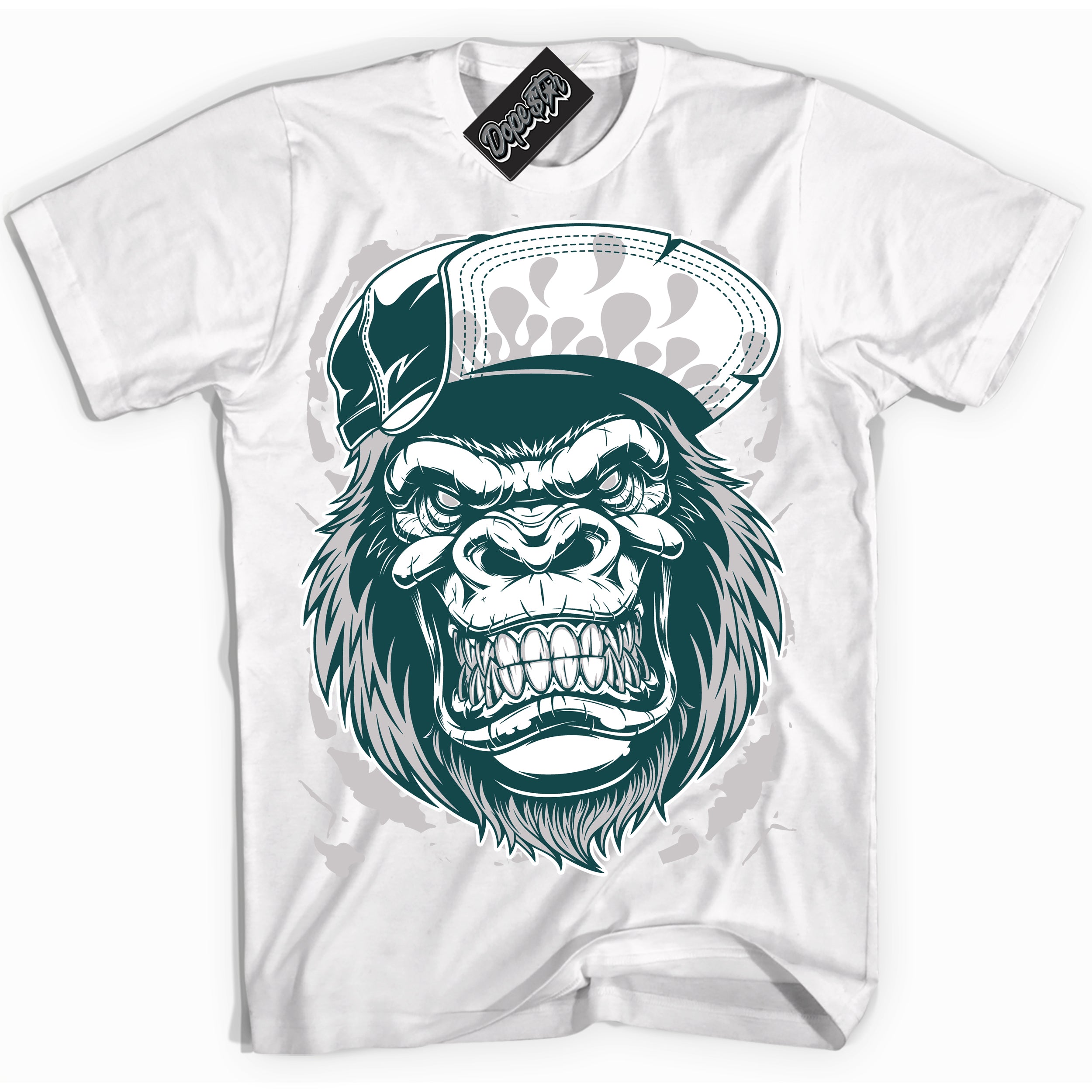 Cool White Shirt with “Gorilla Beast” design that perfectly matches the Oxidized Green 1s Jordans.