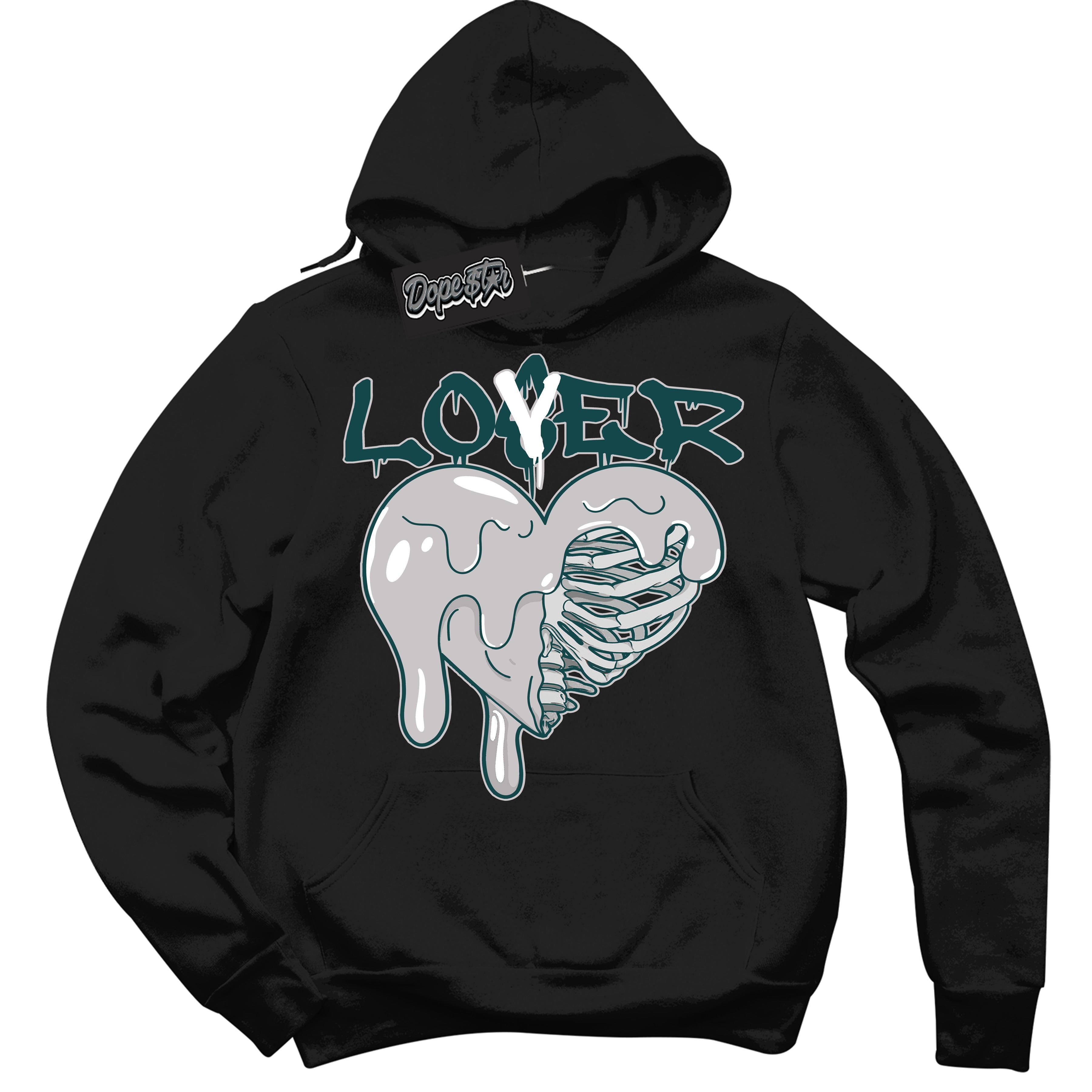 Cool Black Hoodie with “Lover Loser” design that Perfectly Matches Oxidized Green 1s Jordans.