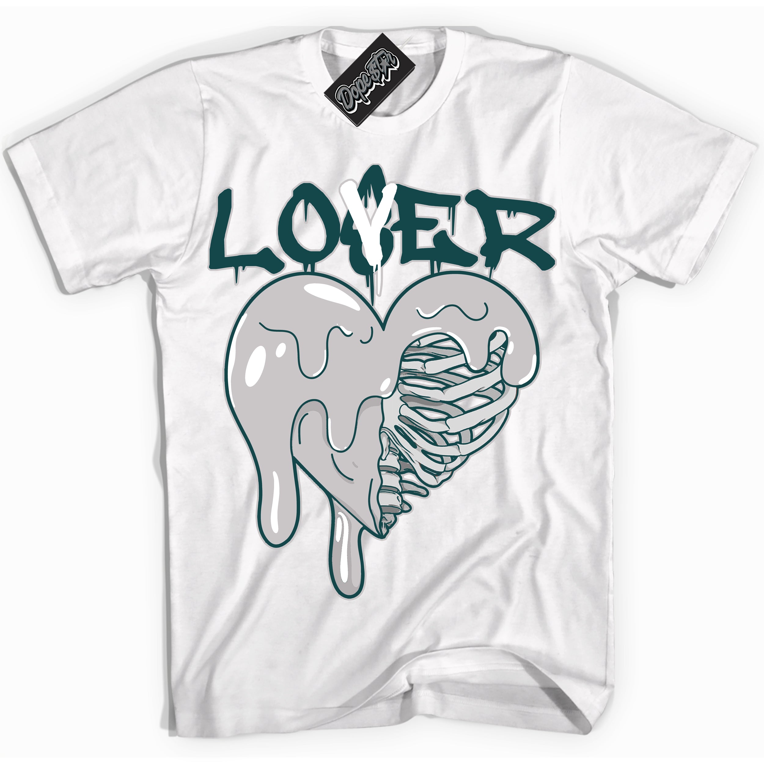 Cool White Shirt with “Lover Loser” design that perfectly matches the Oxidized Green 1s Jordans.