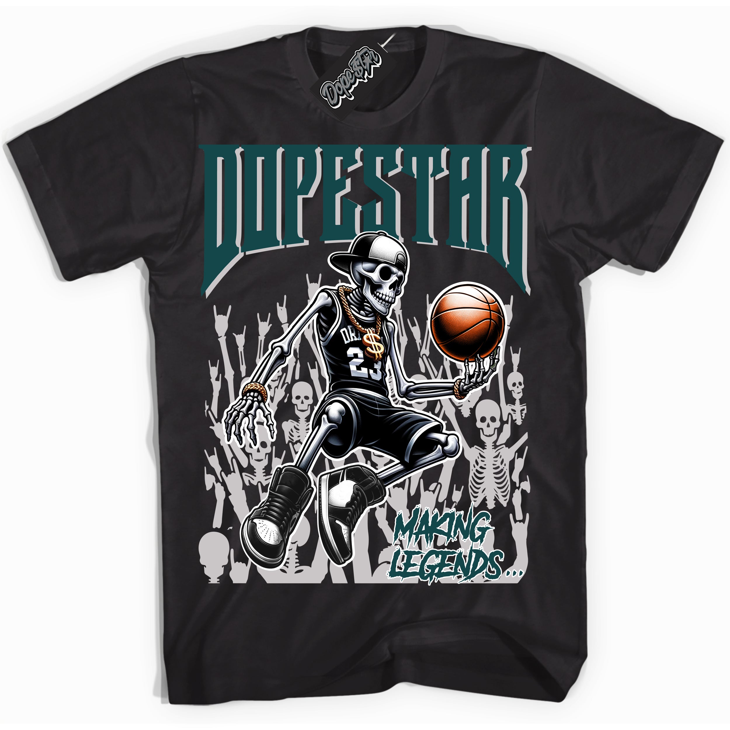 Cool Black Shirt with “Making Legends” design that perfectly matches the Oxidized Green 1s Jordans.