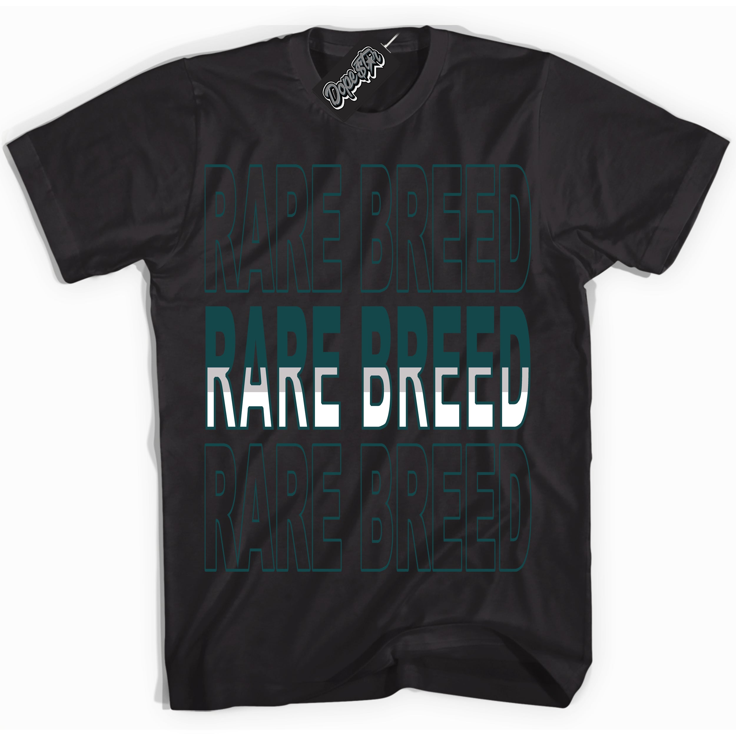 Cool Black Shirt with “Rare Breed” design that perfectly matches the Oxidized Green 1s Jordans.