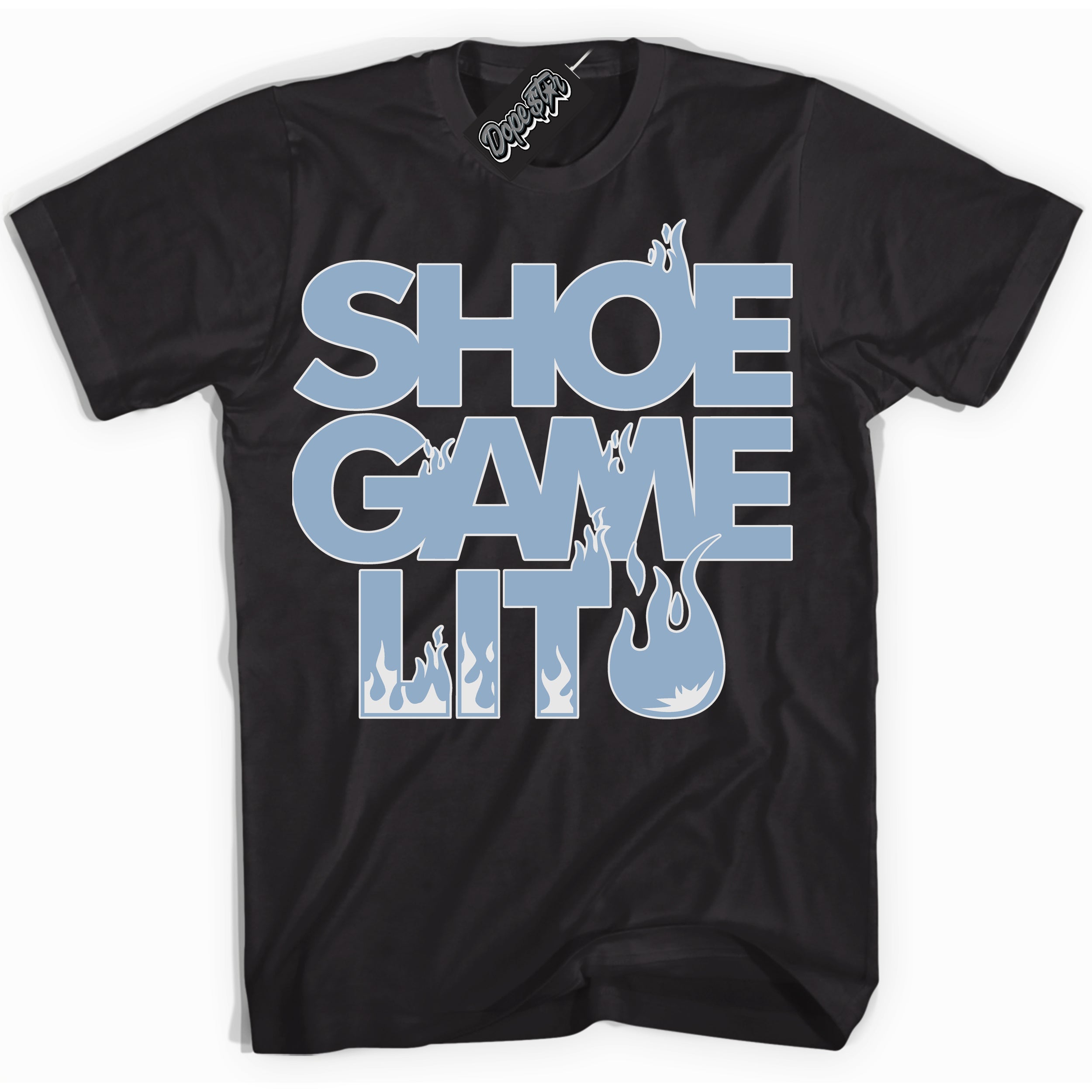 Cool Black Shirt with “ Shoe Game Lit ” design that perfectly matches Aluminum 1s Sneakers.