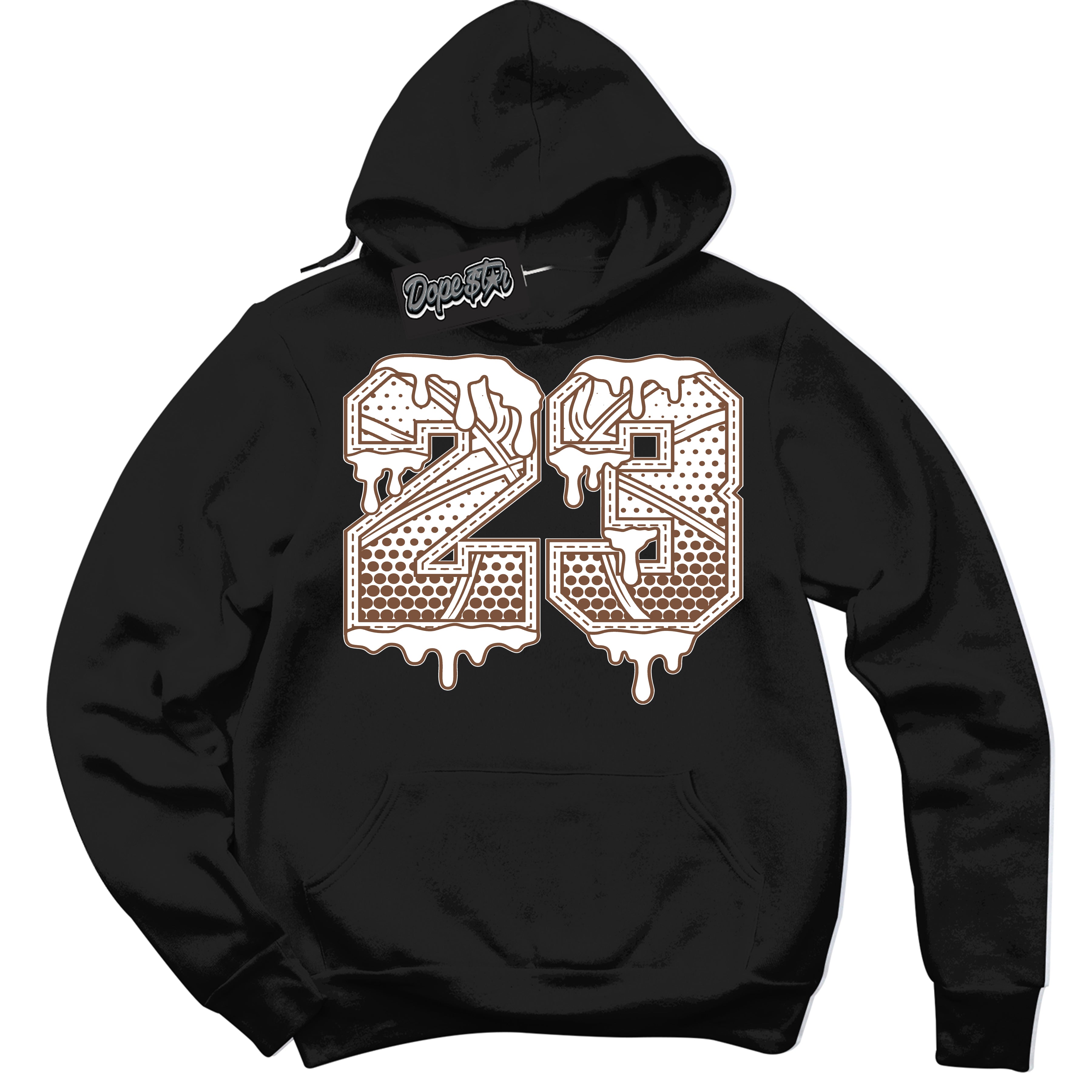 AJ1 Low Archaeo Brown White '23 Ball' Hoodie- Black Streetwear Mockup | Sneakerhead Hoodie Matching Archaeo Brown White AJ1 Lows | Limited Edition Jordan 1 Low Archaeo Brown White hoodie for Men & Women | Drip with Your Archaeo Brown White 1s Kicks | Sneakerhead Fashion Must-Have.