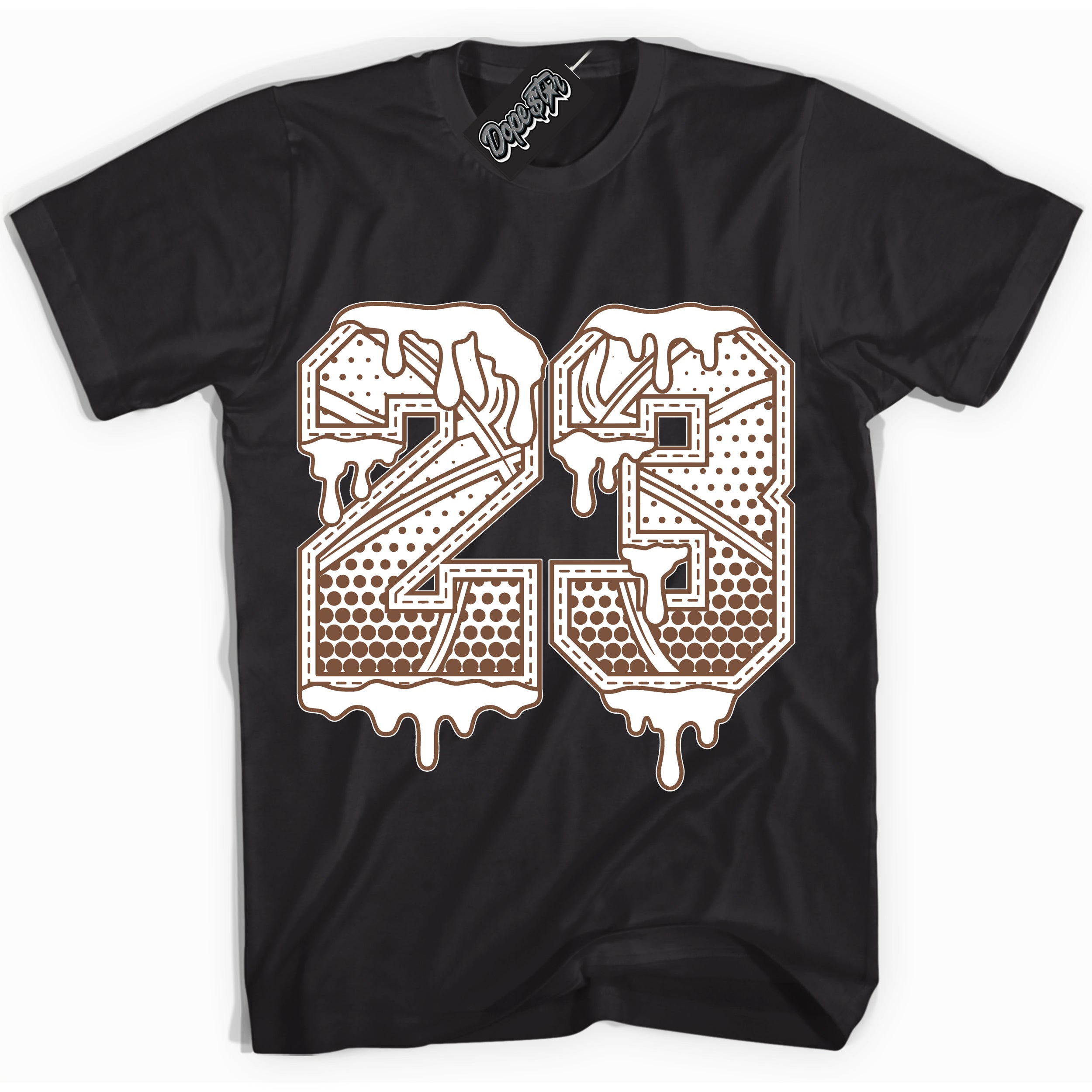 AJ1 Low Archaeo Brown White '23 Ball' Shirt - Black Streetwear Mockup | Sneakerhead T-shirt Matching Archaeo Brown White AJ1 Lows| Limited Edition Jordan 1 Low Archaeo Brown White Shirt for Men & Women | Drip with Your Archaeo Brown White 1s Kicks | Sneakerhead Fashion Must-Have.