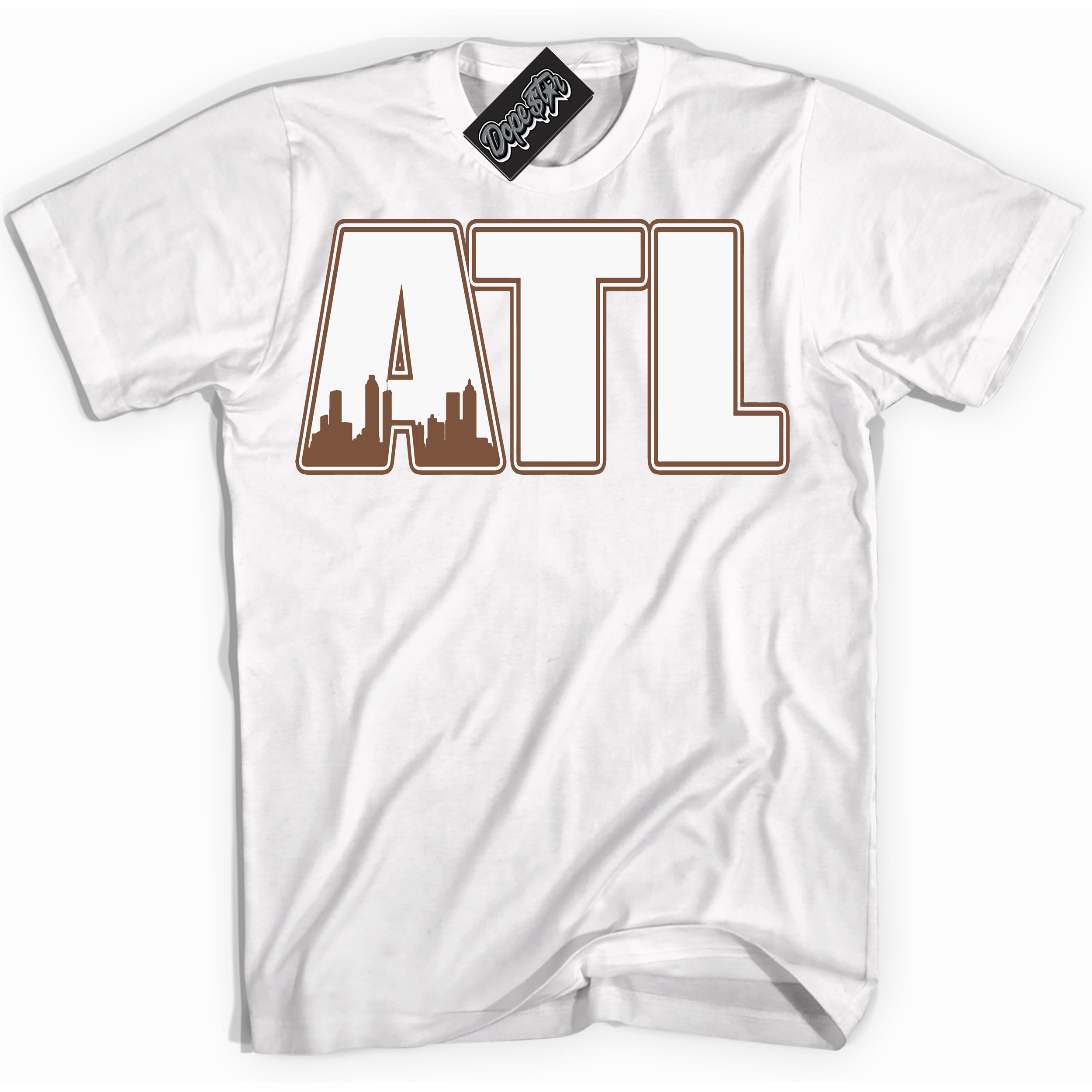 AJ1 Low Archaeo Brown White 'Atlanta' Shirt - White Streetwear Mockup | Sneakerhead T-shirt Matching Archaeo Brown White AJ1 Lows | Limited Edition Jordan 1 Low Archaeo Brown White Shirt for Men & Women | Drip with Your Archaeo Brown White 1s Kicks | Sneakerhead Fashion Must-Have.