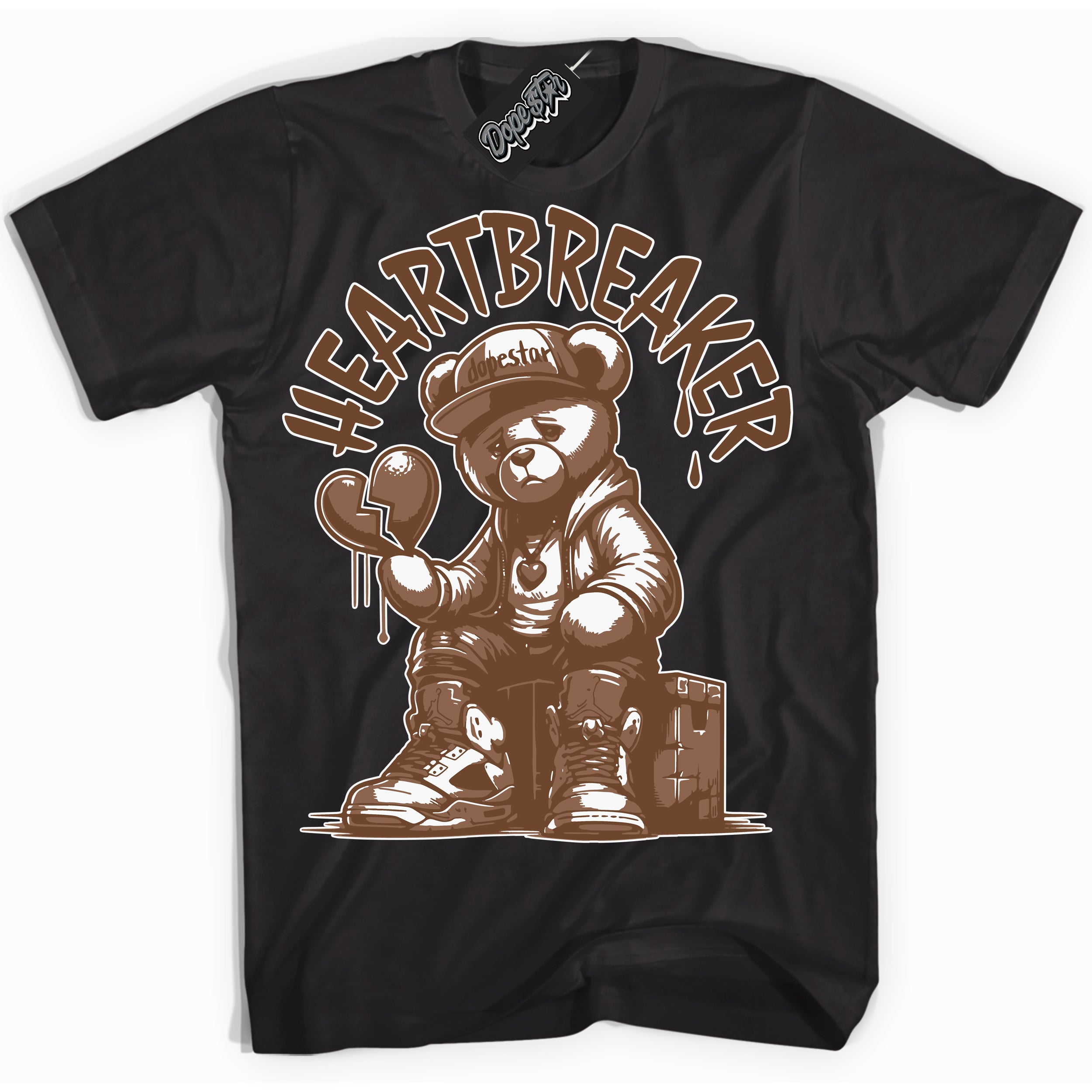 AJ1 Low Archaeo Brown White 'Heartbreaker Bear' Shirt - Black Streetwear Mockup | Sneakerhead T-shirt Matching Archaeo Brown White AJ1 Lows| Limited Edition Jordan 1 Low Archaeo Brown White Shirt for Men & Women | Drip with Your Archaeo Brown White 1s Kicks | Sneakerhead Fashion Must-Have.