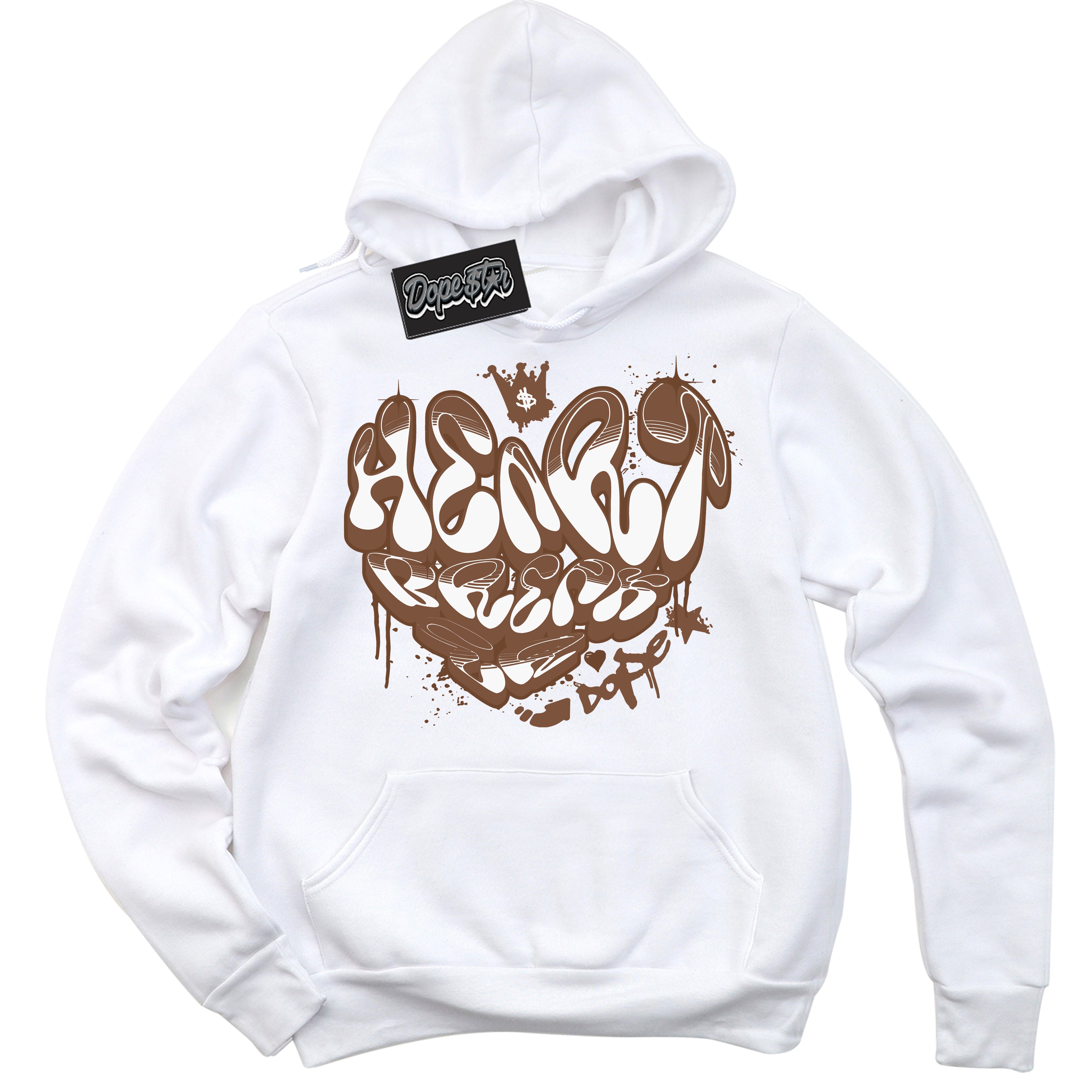 AJ1 Low Archaeo Brown White 'Heartbreaker Graffiti' Hoodie- White Streetwear Mockup | Sneakerhead Hoodie Matching Archaeo Brown White AJ1 Lows | Limited Edition Jordan 1 Low Archaeo Brown White hoodie for Men & Women | Drip with Your Archaeo Brown White 1s Kicks | Sneakerhead Fashion Must-Have.