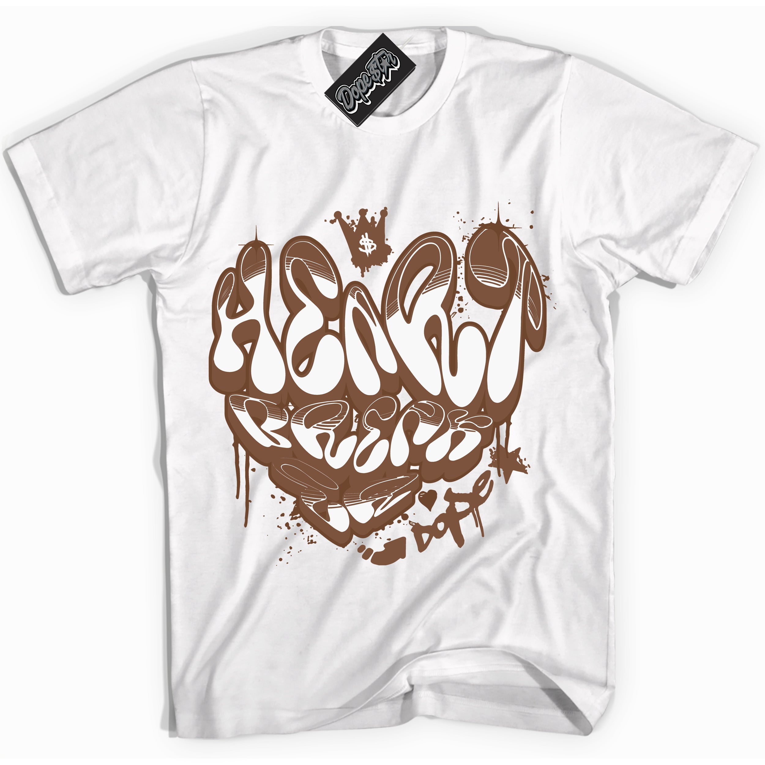 AJ1 Low Archaeo Brown White 'Heartbreaker Graffiti' Shirt - White Streetwear Mockup | Sneakerhead T-shirt Matching Archaeo Brown White AJ1 Lows | Limited Edition Jordan 1 Low Archaeo Brown White Shirt for Men & Women | Drip with Your Archaeo Brown White 1s Kicks | Sneakerhead Fashion Must-Have.