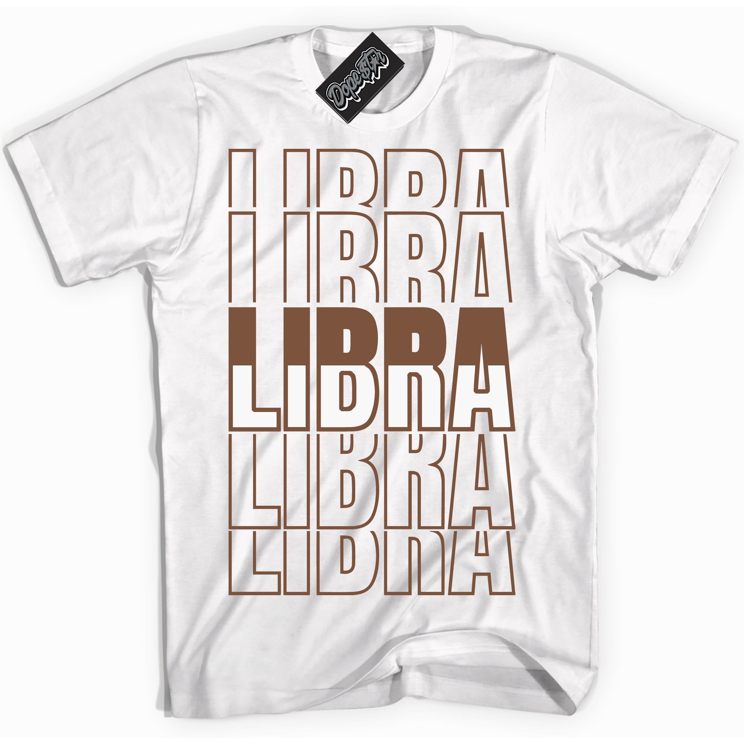 AJ1 Low Archaeo Brown White 'Libra' Shirt - White Streetwear Mockup | Sneakerhead T-shirt Matching Archaeo Brown White AJ1 Lows | Limited Edition Jordan 1 Low Archaeo Brown White Shirt for Men & Women | Drip with Your Archaeo Brown White 1s Kicks | Sneakerhead Fashion Must-Have.