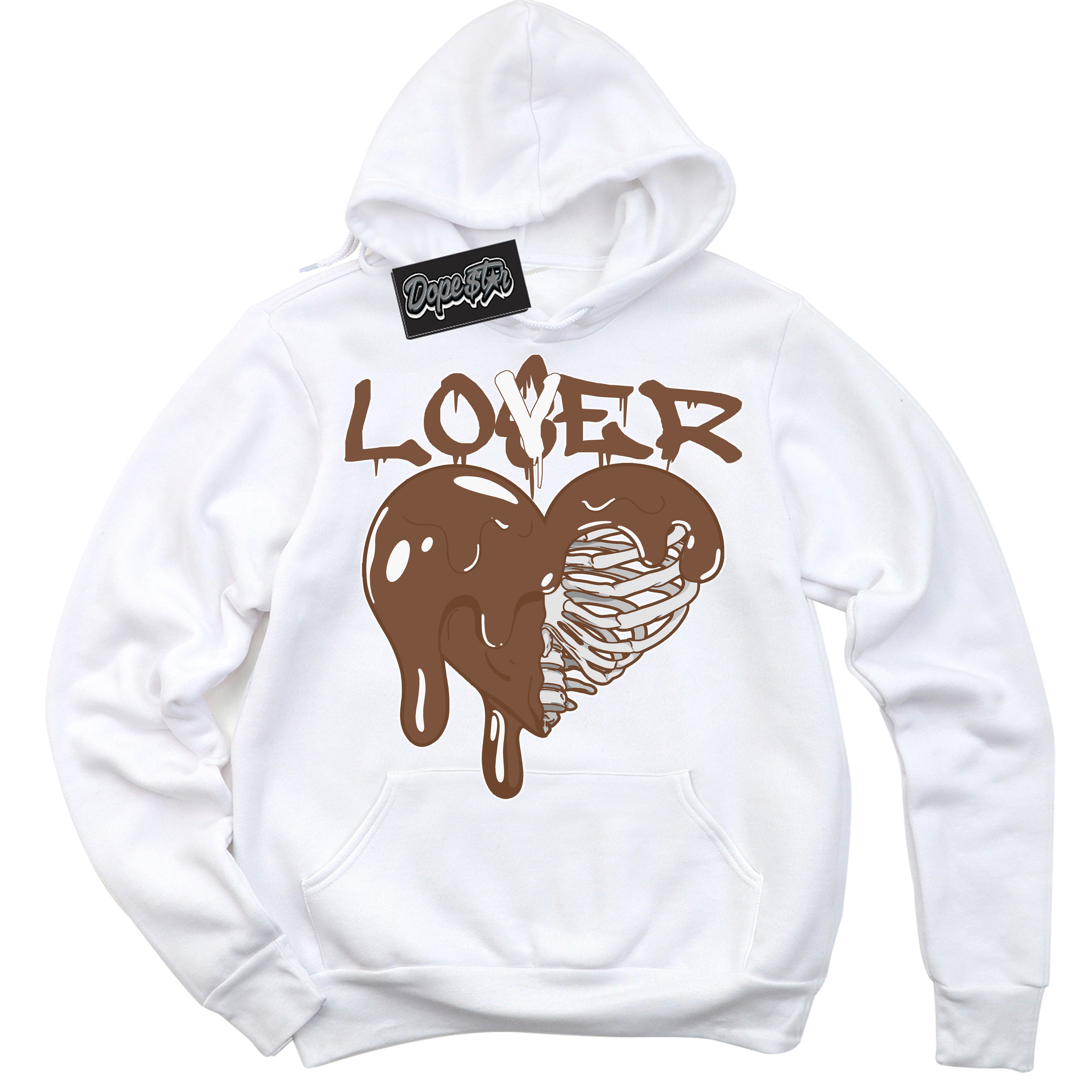 AJ1 Low Archaeo Brown White 'Lover Loser' Hoodie- White Streetwear Mockup | Sneakerhead Hoodie Matching Archaeo Brown White AJ1 Lows | Limited Edition Jordan 1 Low Archaeo Brown White hoodie for Men & Women | Drip with Your Archaeo Brown White 1s Kicks | Sneakerhead Fashion Must-Have.