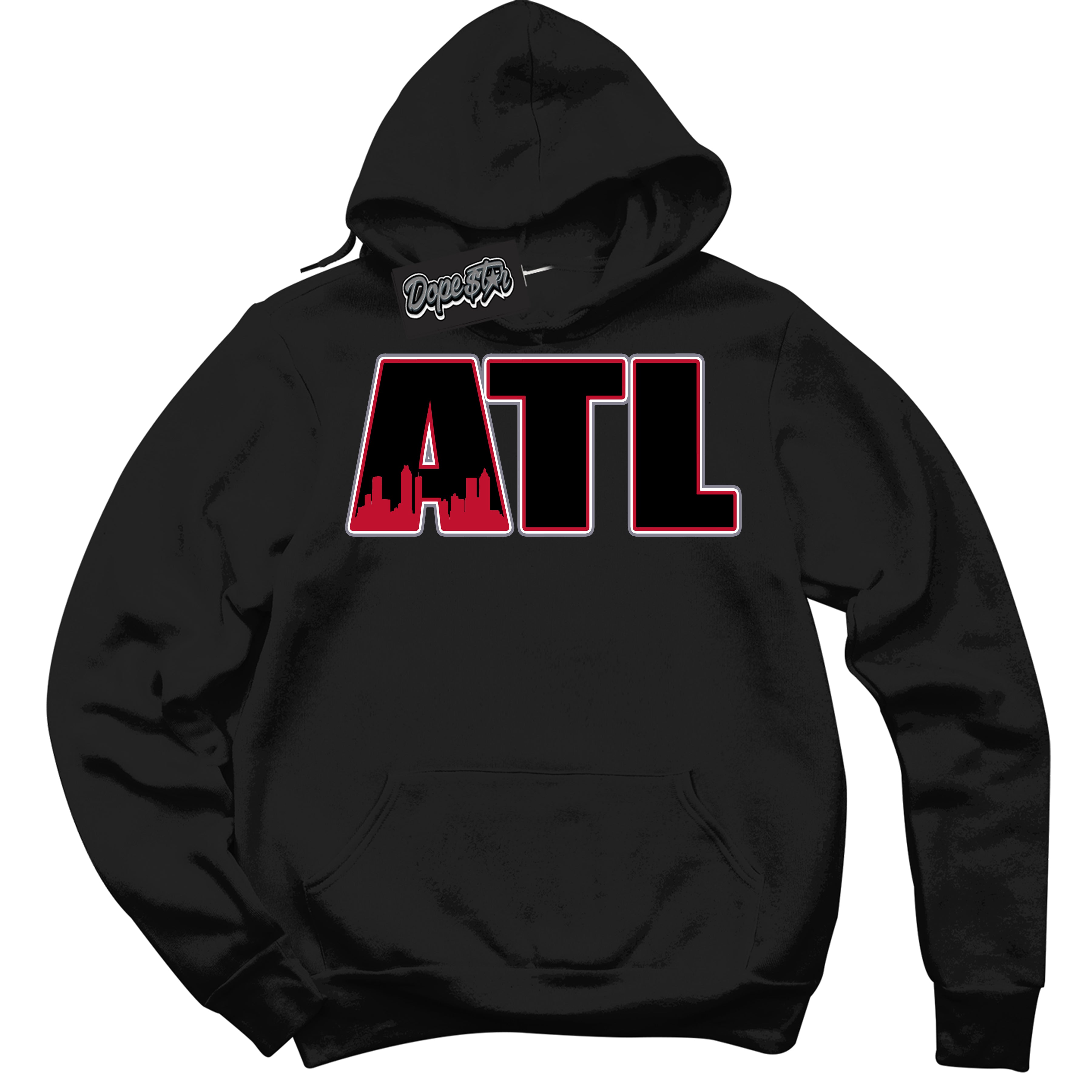 Cool Black Hoodie with “ Atlanta '' design that Perfectly Matches  Cement Grey Fire Red 1s Sneakers.