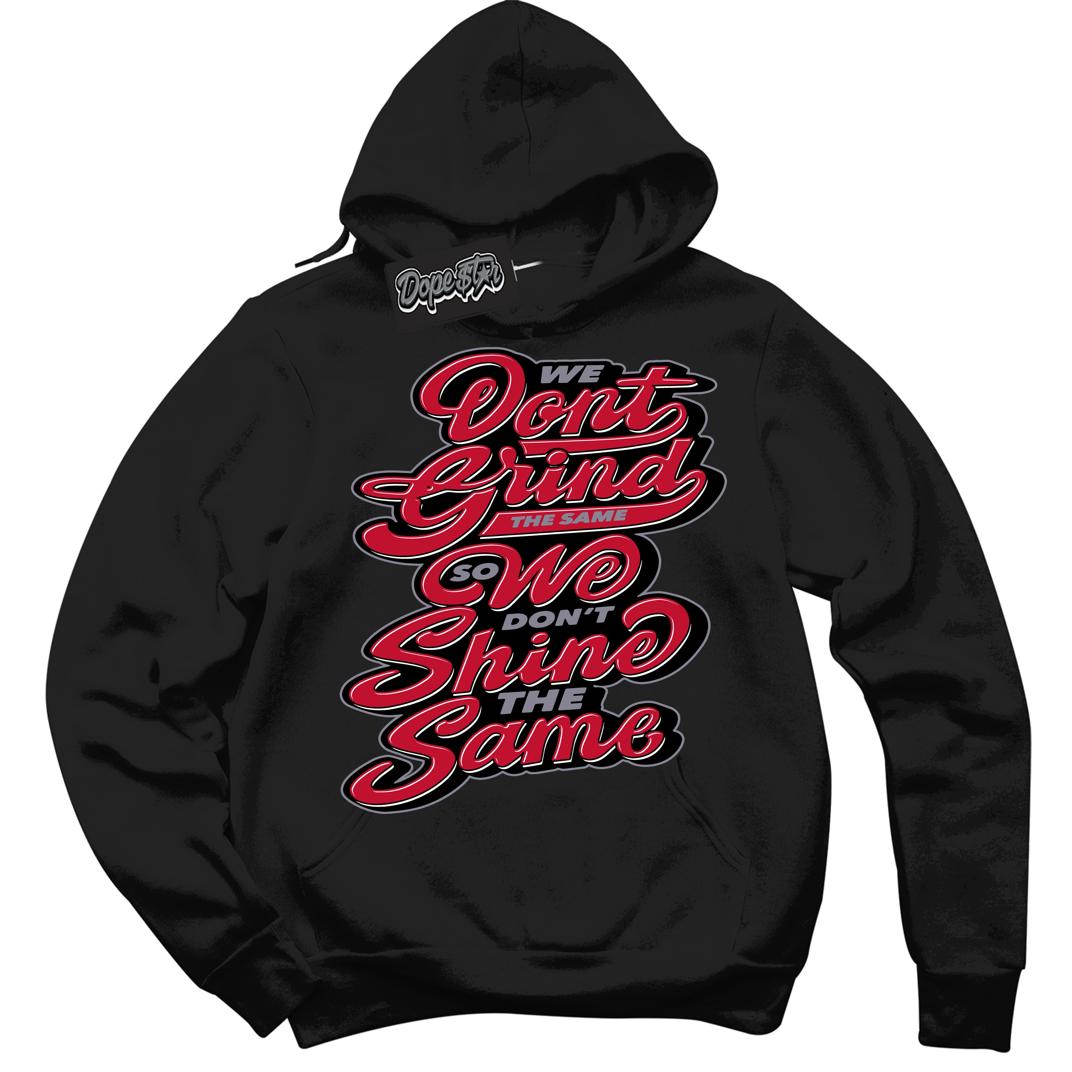 Cool Black Hoodie with “ Grind Shine '' design that Perfectly Matches  Cement Grey Fire Red 1s Sneakers.