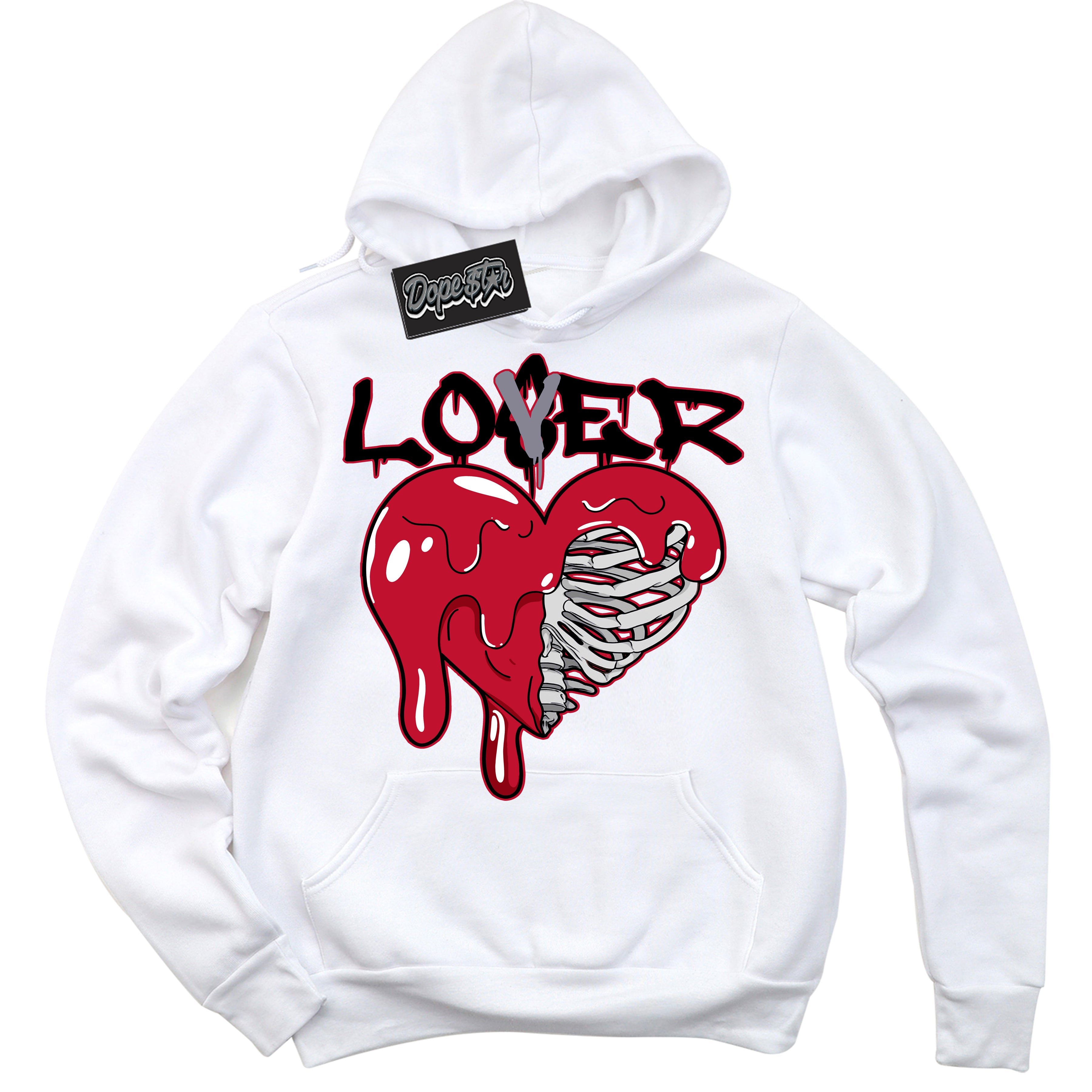 Cool White Hoodie with “ Lover Loser '' design that Perfectly Matches  Cement Grey Fire Red 1s Sneakers.