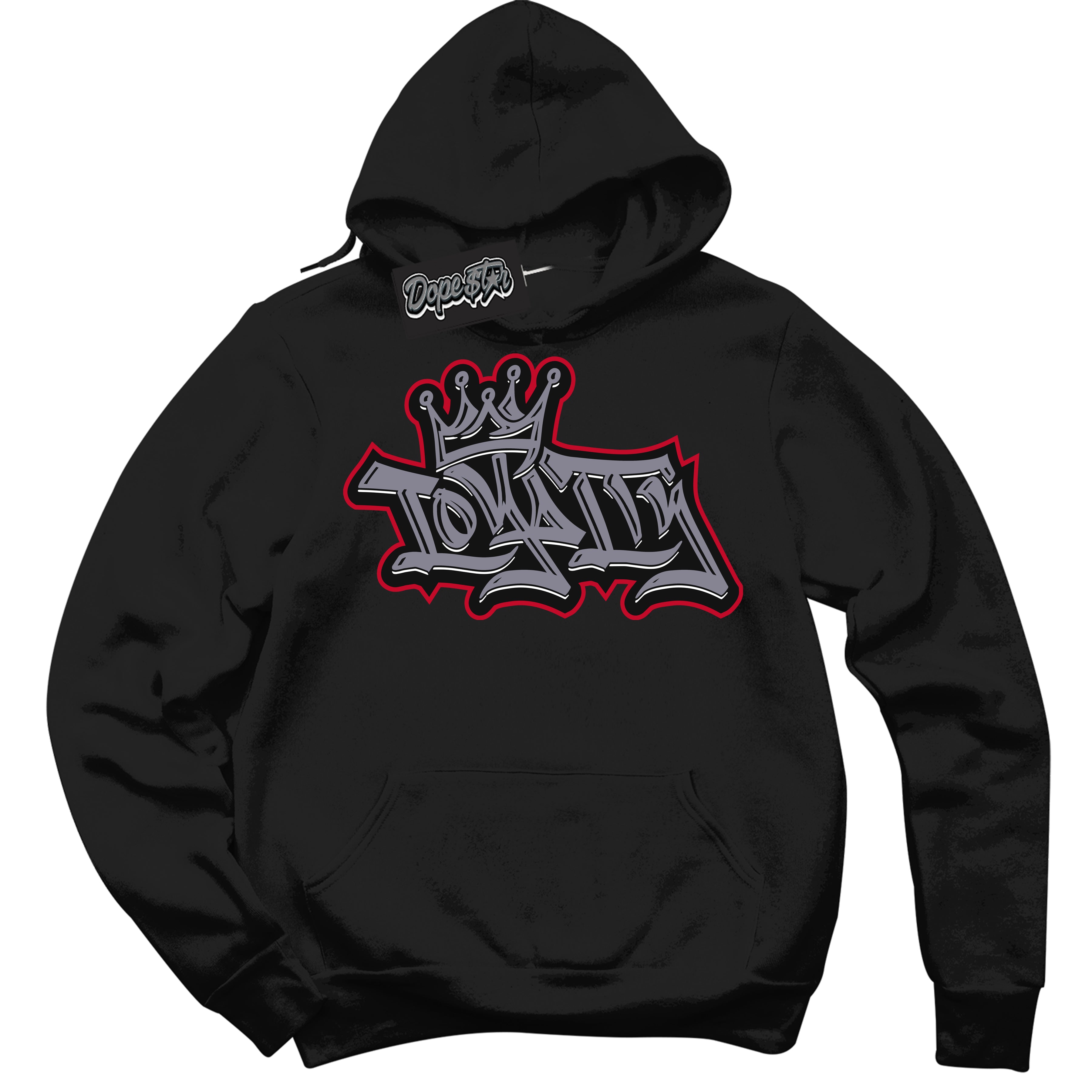 Cool Black Hoodie with “ Loyalty Crown '' design that Perfectly Matches  Cement Grey Fire Red 1s Sneakers.