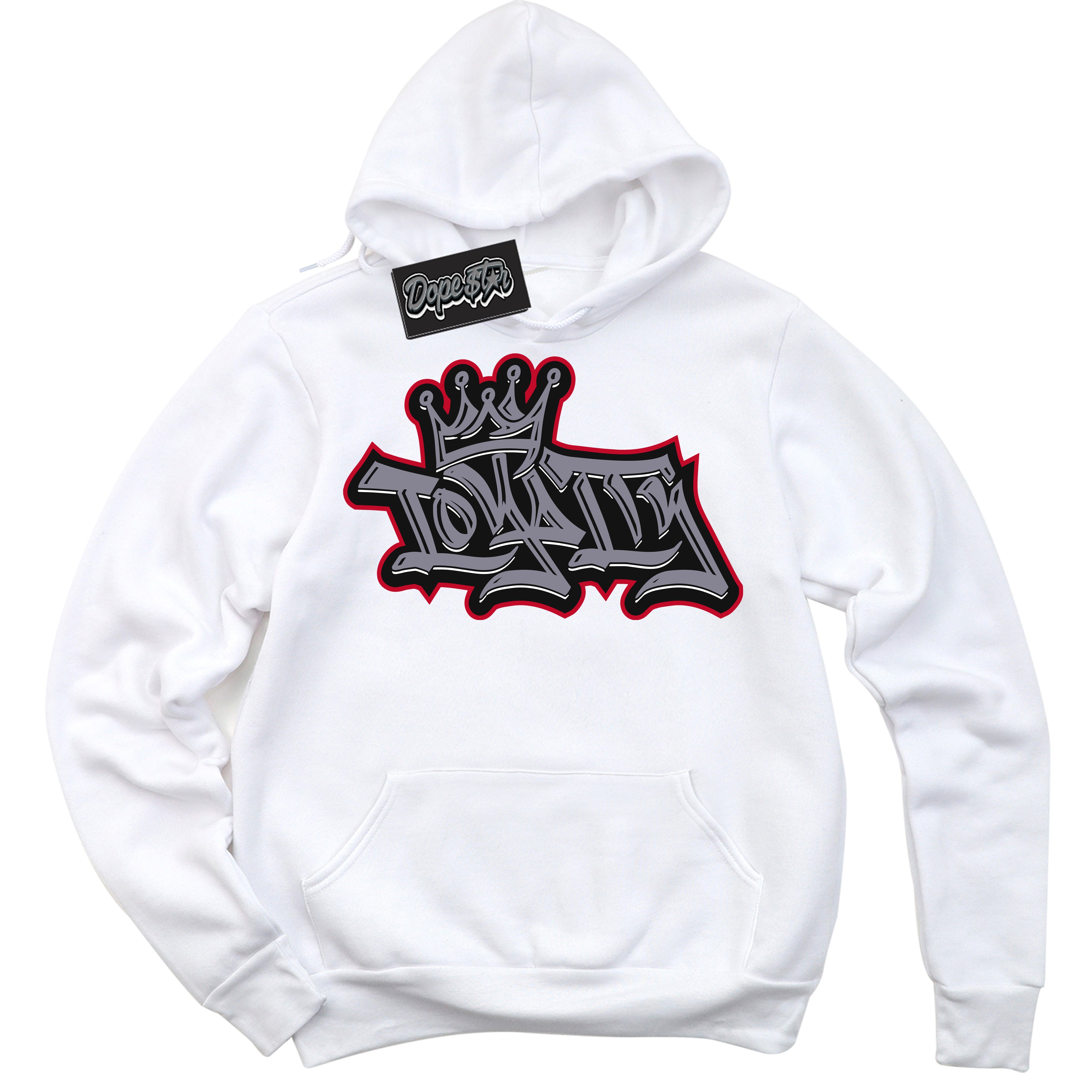 Cool White Hoodie with “ Loyalty Crown '' design that Perfectly Matches  Cement Grey Fire Red 1s Sneakers.