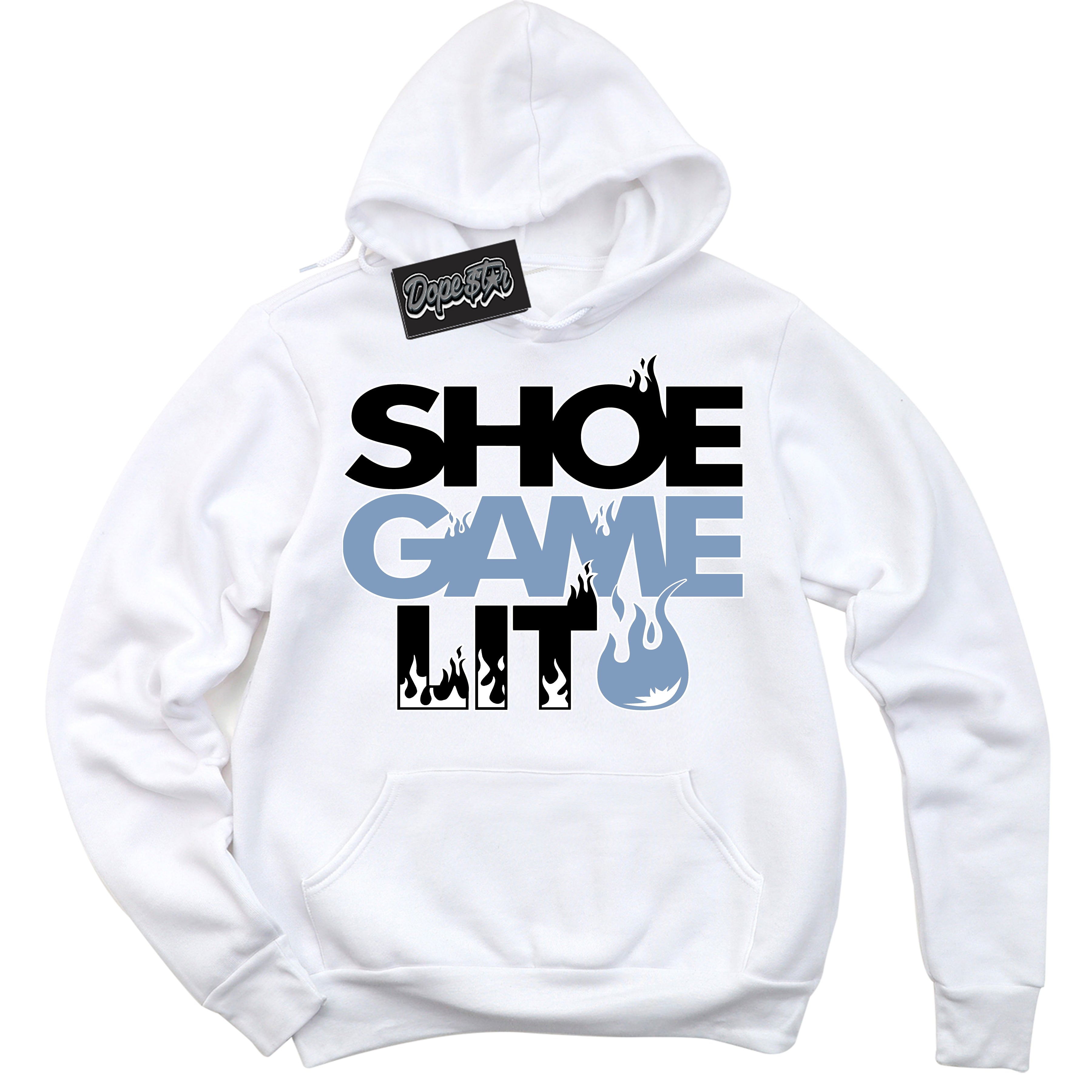 Cool White Hoodie with “ Shoe Game Lit '' design that Perfectly Matches  Concord 1s Sneakers.