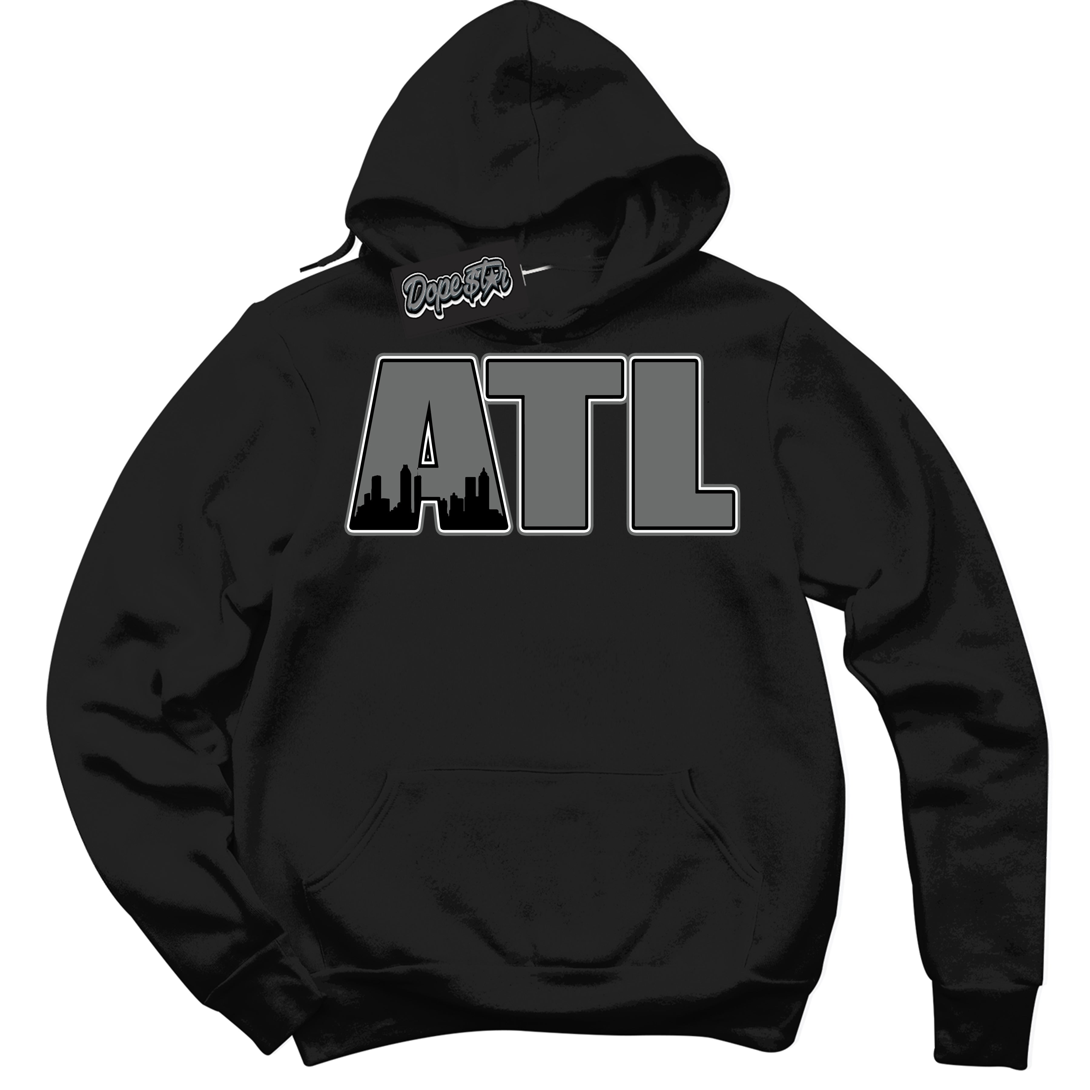 Cool Black Hoodie with “Atlanta” design that Perfectly Matches Iron Grey 1s Jordans.