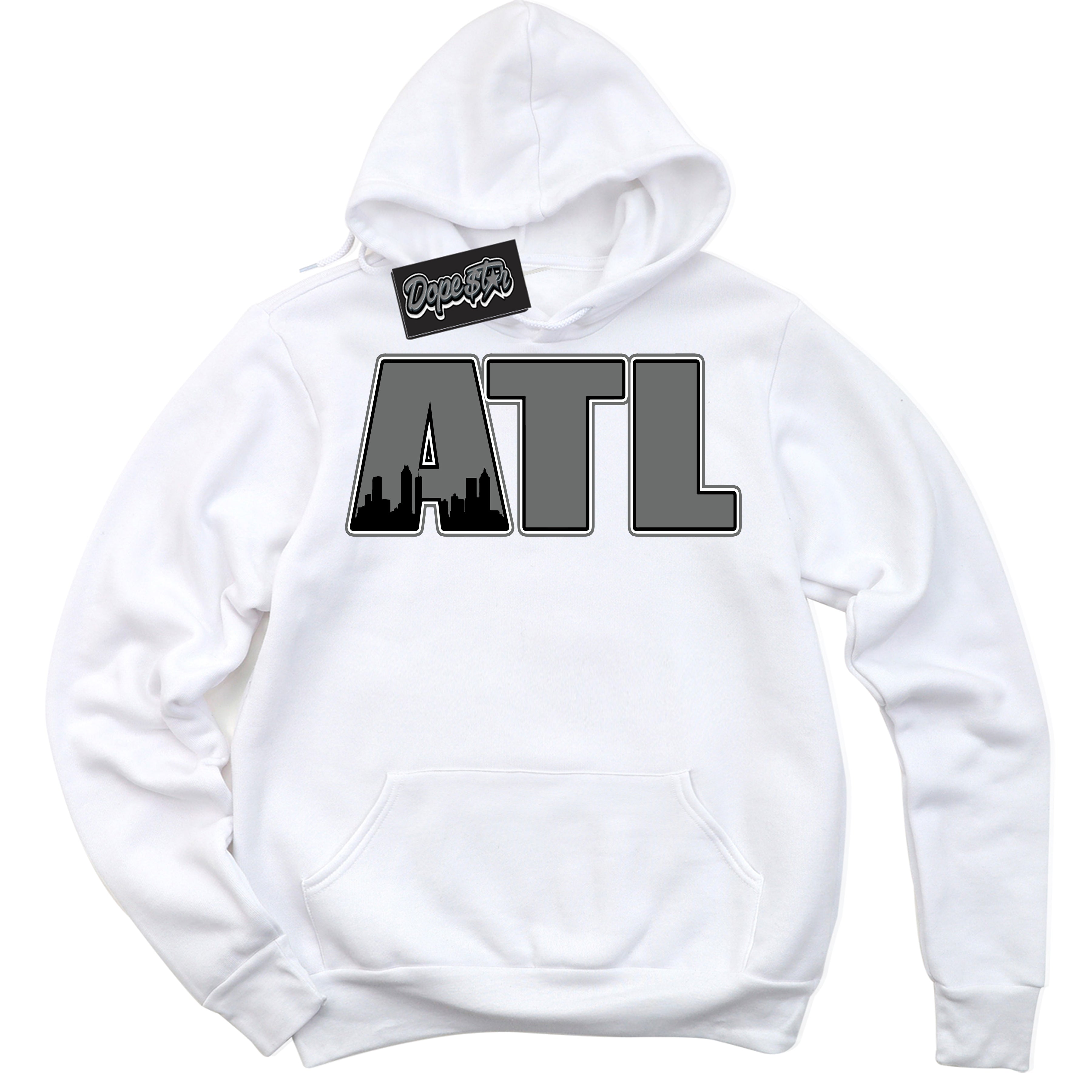 Cool White Hoodie with “Atlanta” design that Perfectly Matches Iron Grey 1s Jordans.