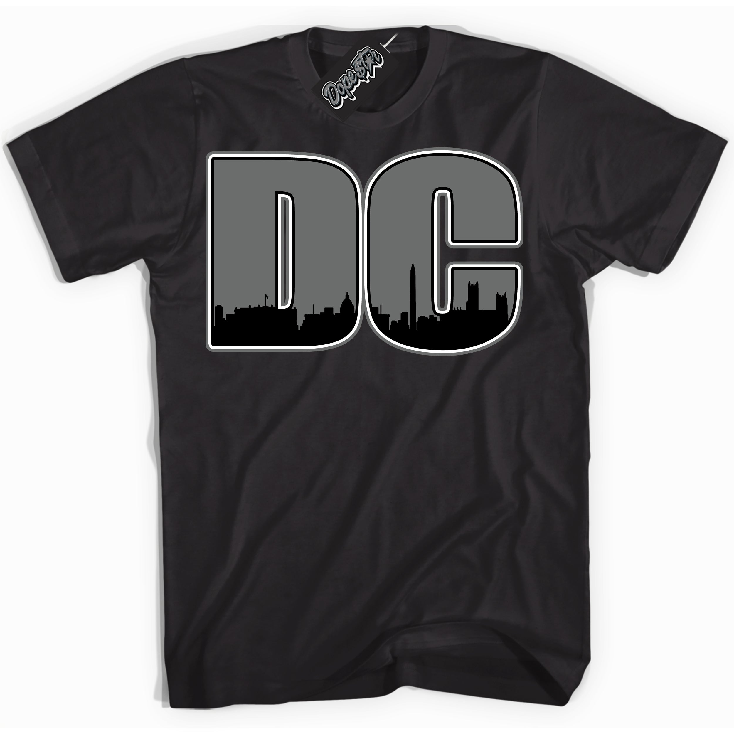 Cool Black Shirt with “DC” design that perfectly matches the Iron Grey 1s Jordans.