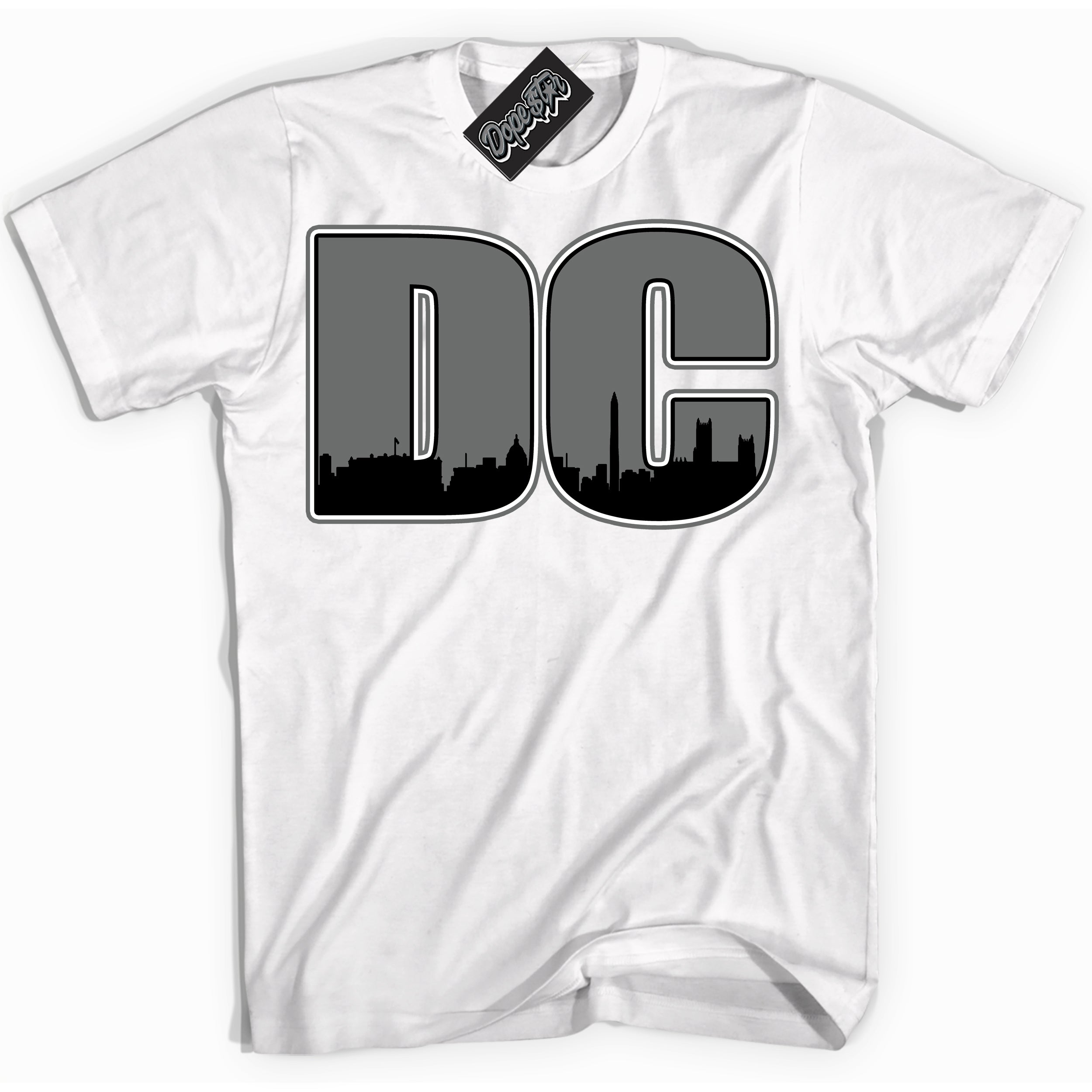 Cool White Shirt with “DC” design that perfectly matches the Iron Grey 1s Jordans.