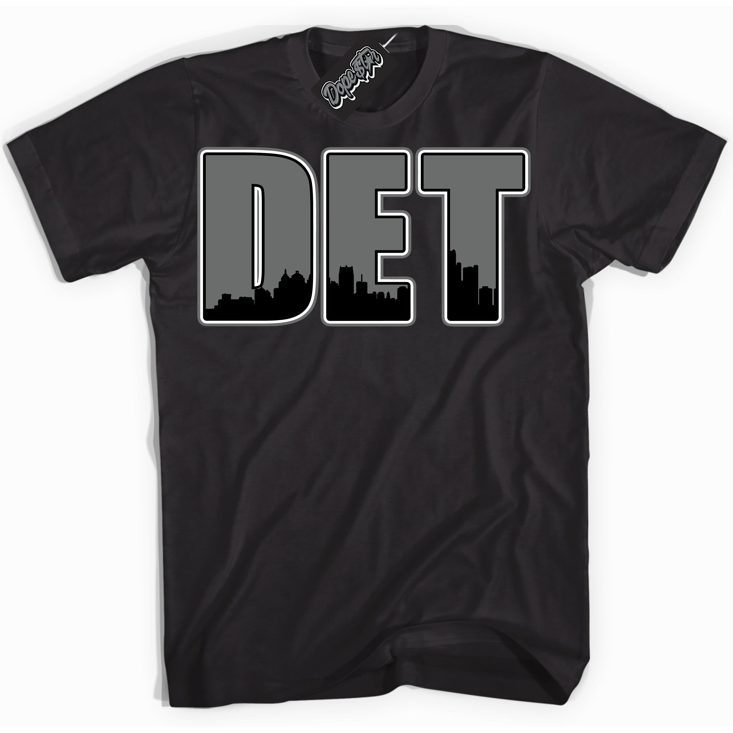 Cool Black Shirt with “Detroit” design that perfectly matches the Iron Grey 1s Jordans.