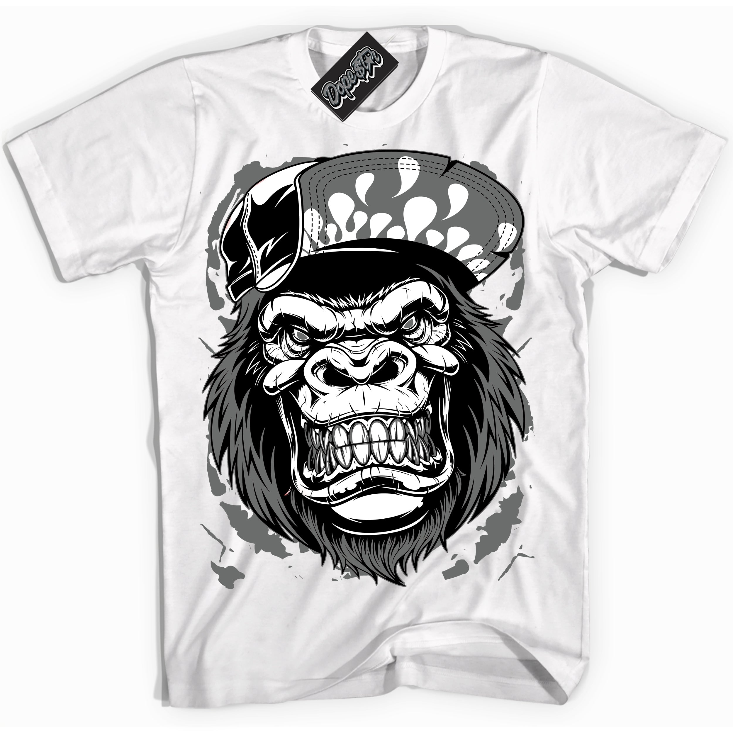 AJ1 Low Iron Grey 'Gorilla Beast' Shirt - White Streetwear Mockup | Sneakerhead T-shirt Matching Iron Grey AJ1 Lows | Limited Edition Jordan 1 Iron Grey Shirt for Men & Women | Drip with Your Iron Grey 1s Kicks | Sneaker head Fashion Must-Have.