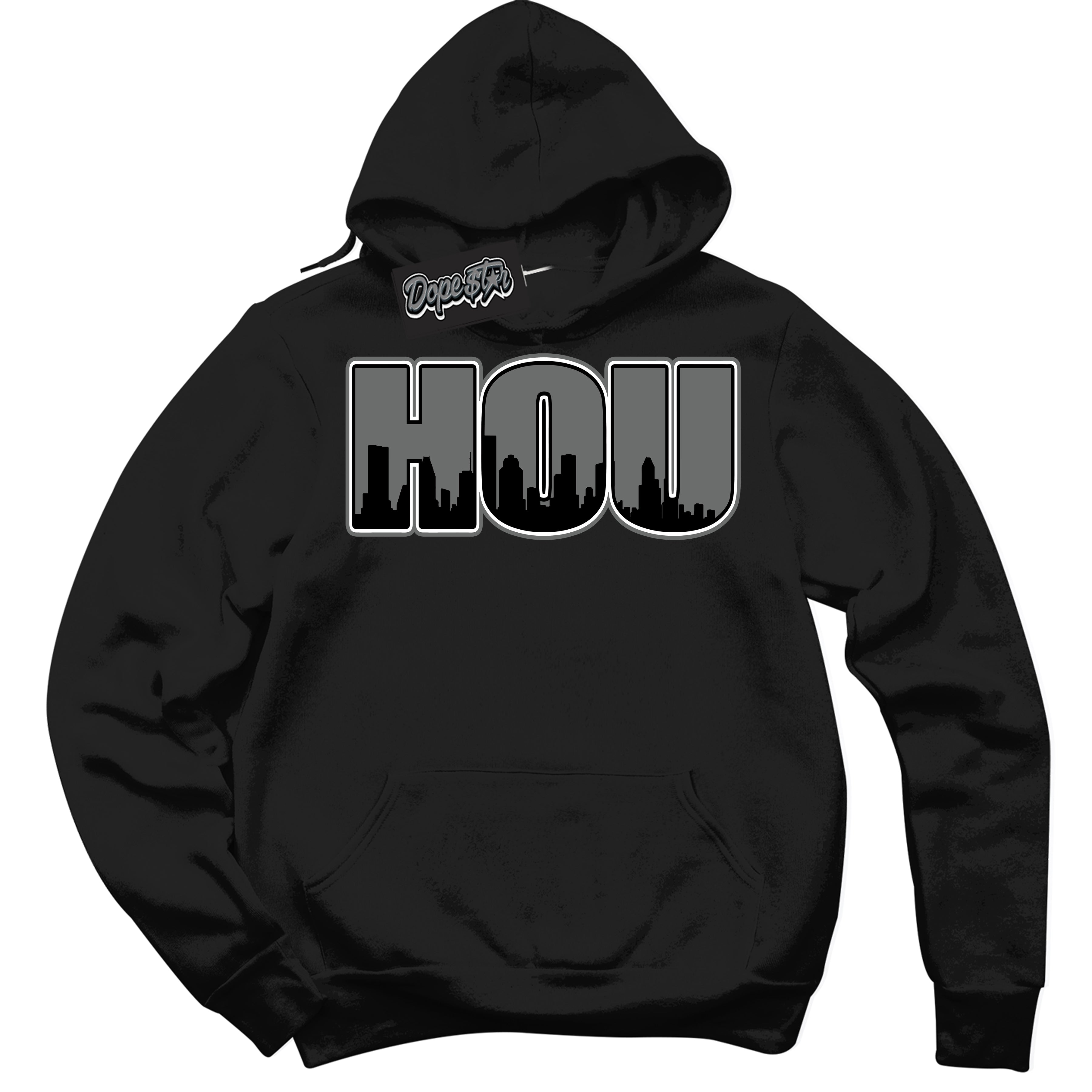 Cool Black Hoodie with “Houston” design that Perfectly Matches Iron Grey 1s Jordans.