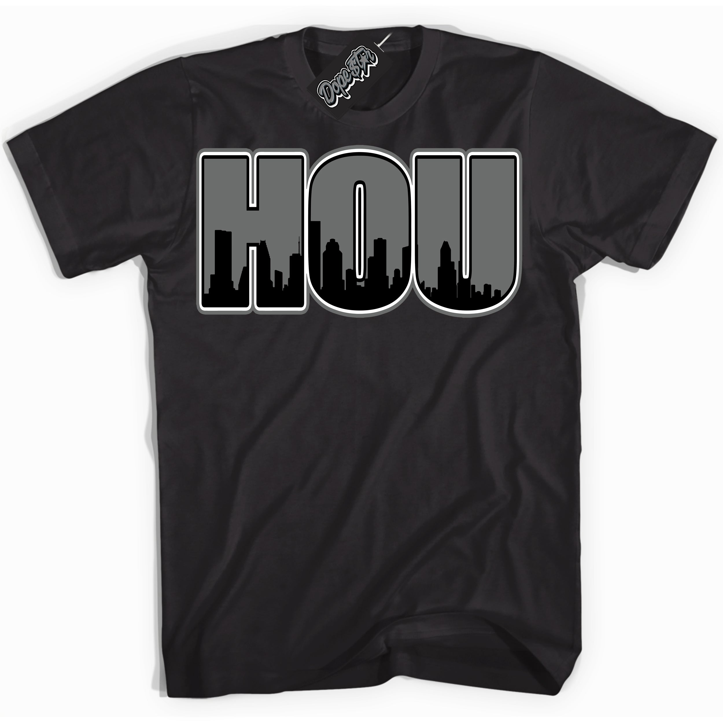 Cool Black Shirt with “Houston” design that perfectly matches the Iron Grey 1s Jordans.