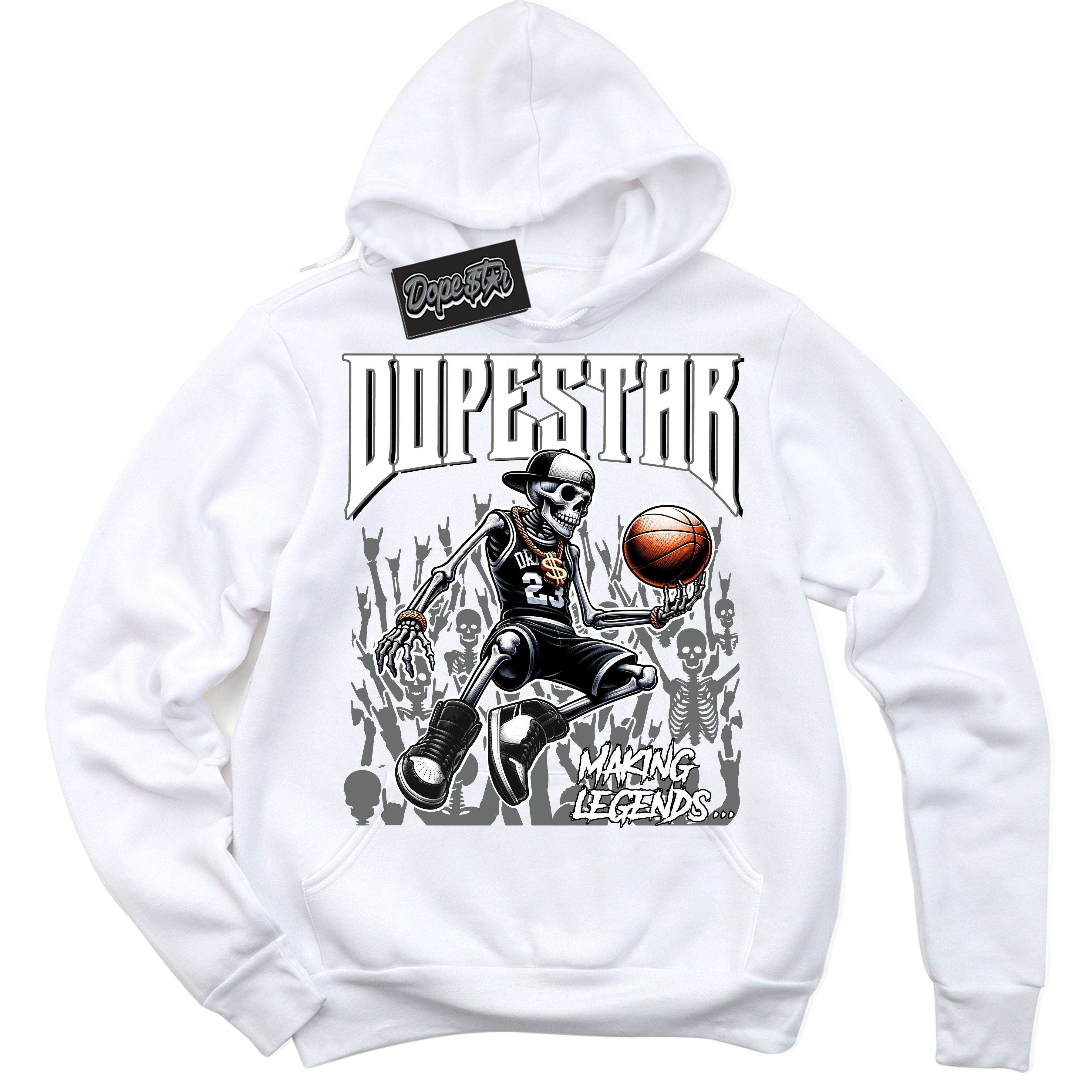 AJ1 Low Iron Grey 'Making Legends' Hoodie- White Streetwear Mockup | Sneakerhead Hoodie Matching Iron Grey AJ1 Lows | Limited Edition Jordan 1 Iron Grey hoodie for Men & Women | Drip with Your Iron Grey 1s Kicks | Sneaker head Fashion Must-Have.