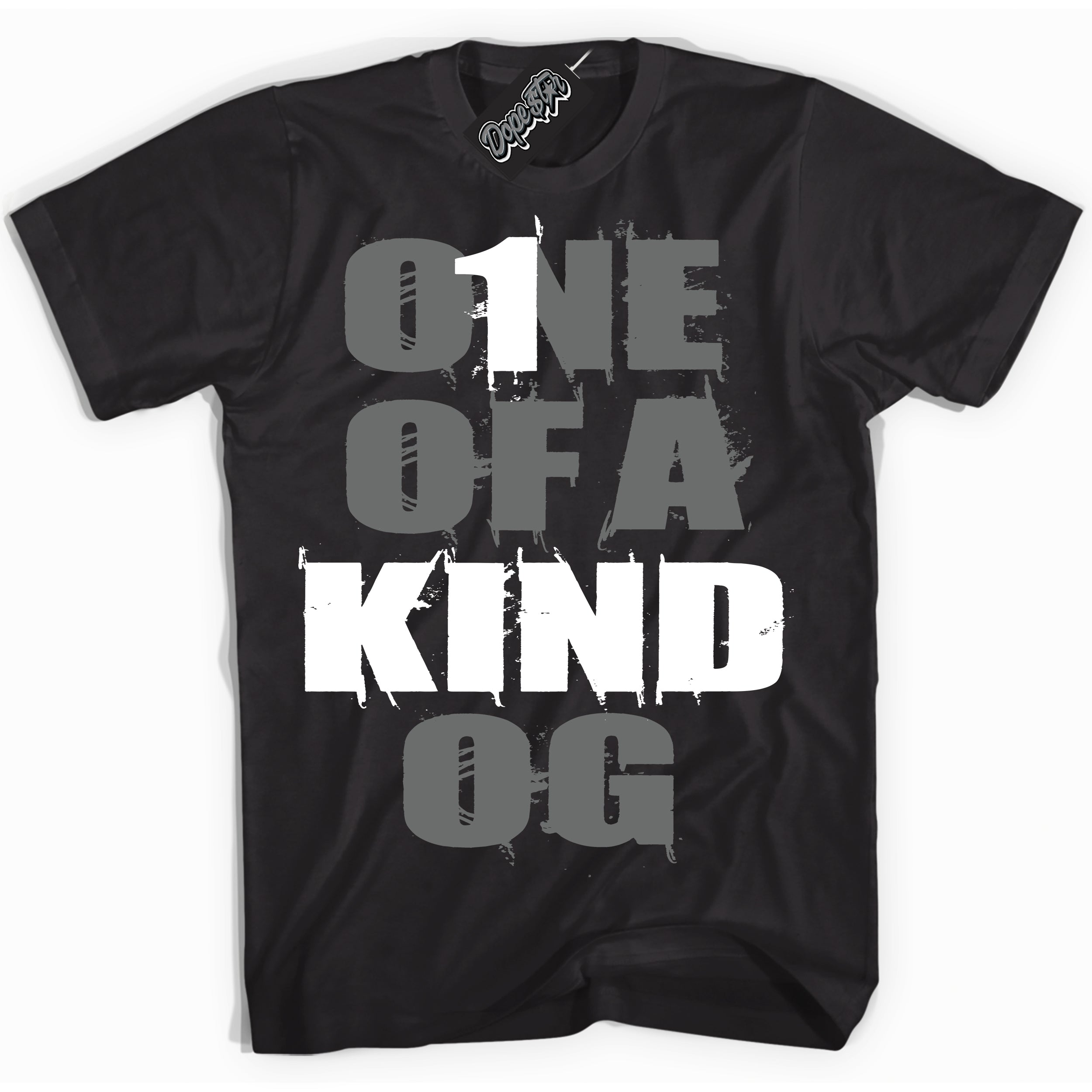 Cool Black Shirt with “One Of A Kind” design that perfectly matches the Iron Grey 1s Jordans.