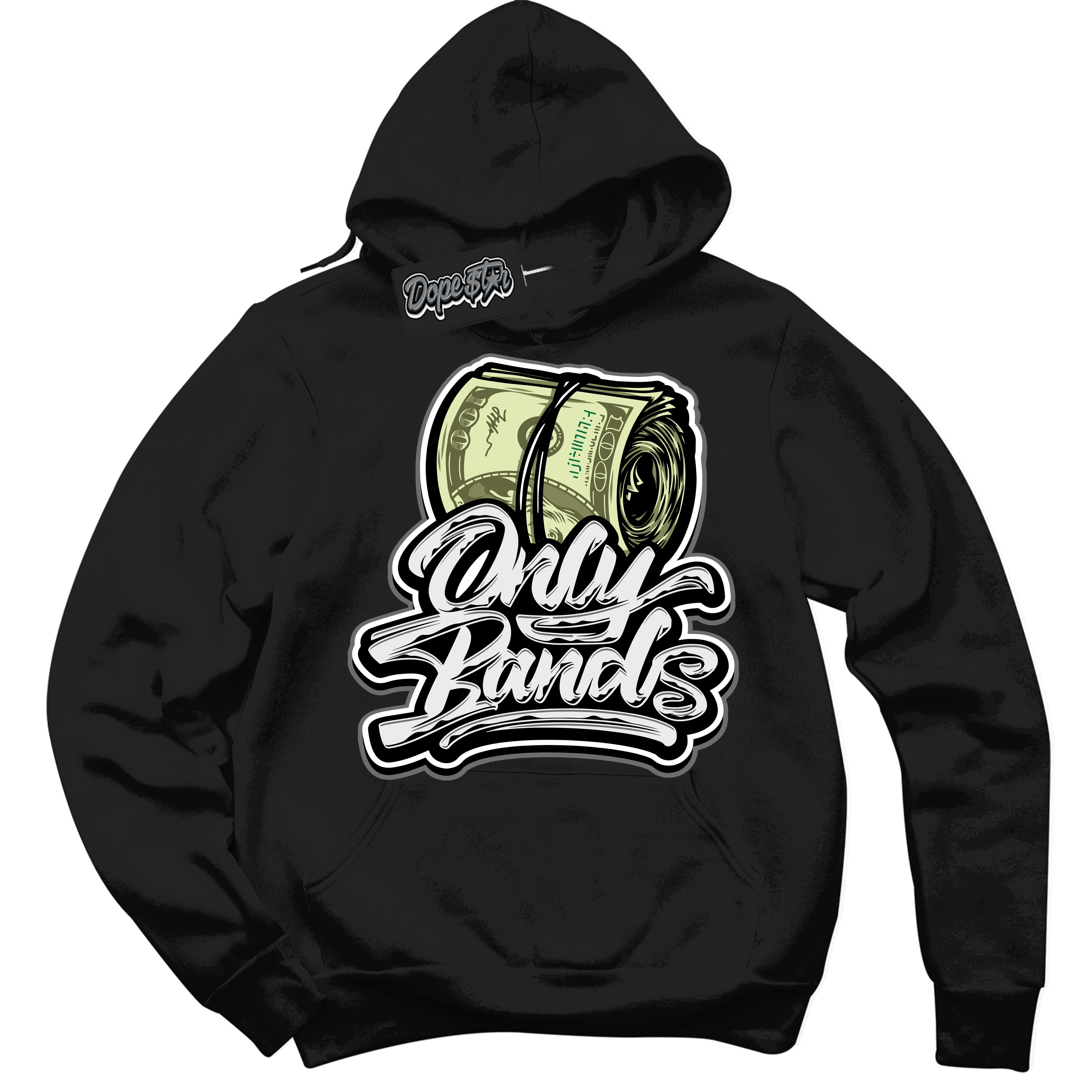 Cool Black Hoodie with “Only Bands” design that Perfectly Matches Iron Grey 1s Jordans.